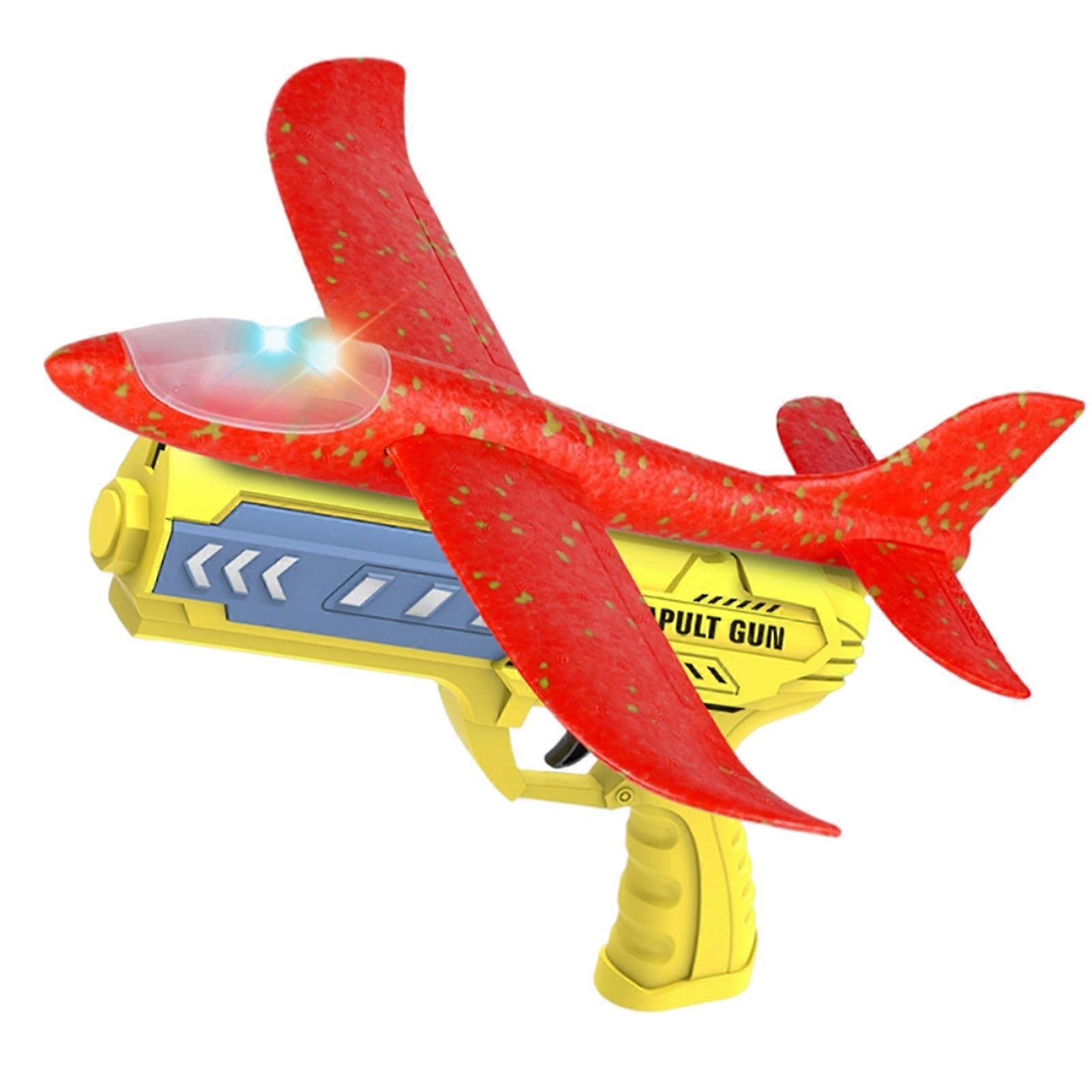 2 in 1 LED Airplane Toy 2 Flight Mode Catapult Plane Toy for Kids Throwing Foam Plane with Launcher Game Toys for Boys and Girls