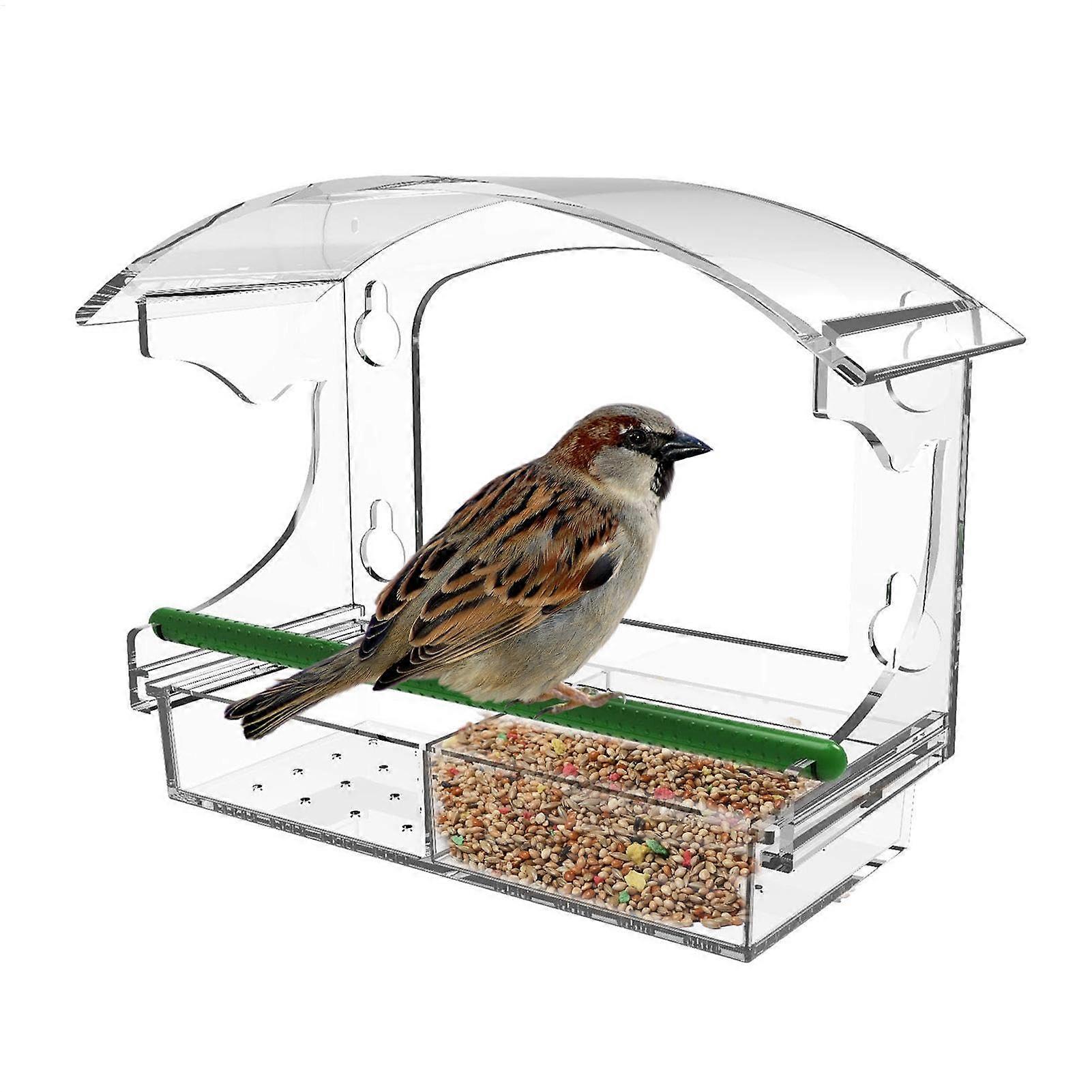 Goldfinches Window Bird Feeder, Clear Acrylic Window Bird Feeder with Strong Suction Cups, Easy Fill Design
