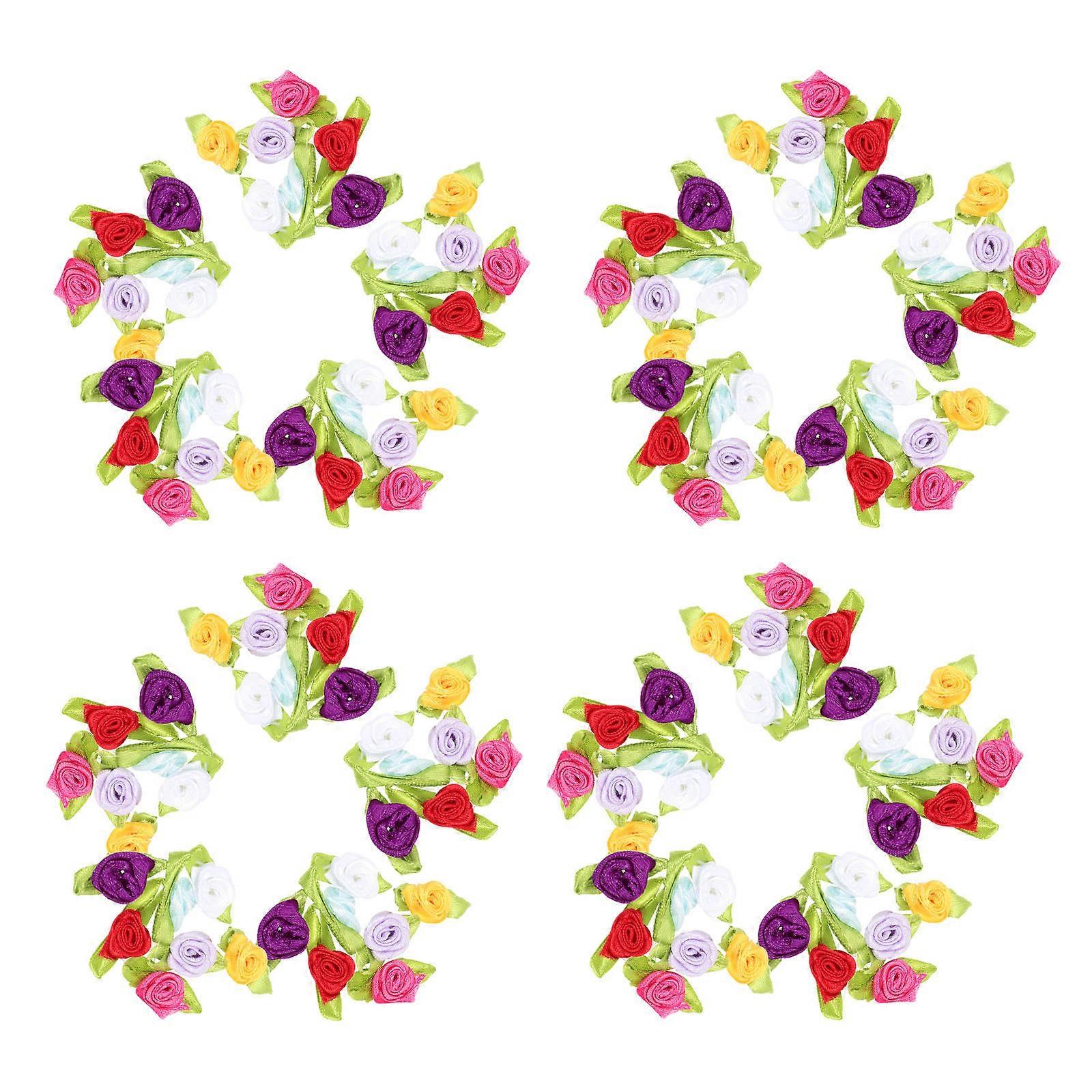 Realistic Ribbon Flower Embellishments For Arts And Craft Projects Rose Shape Perfect For Gift Boxes 100Pcs
