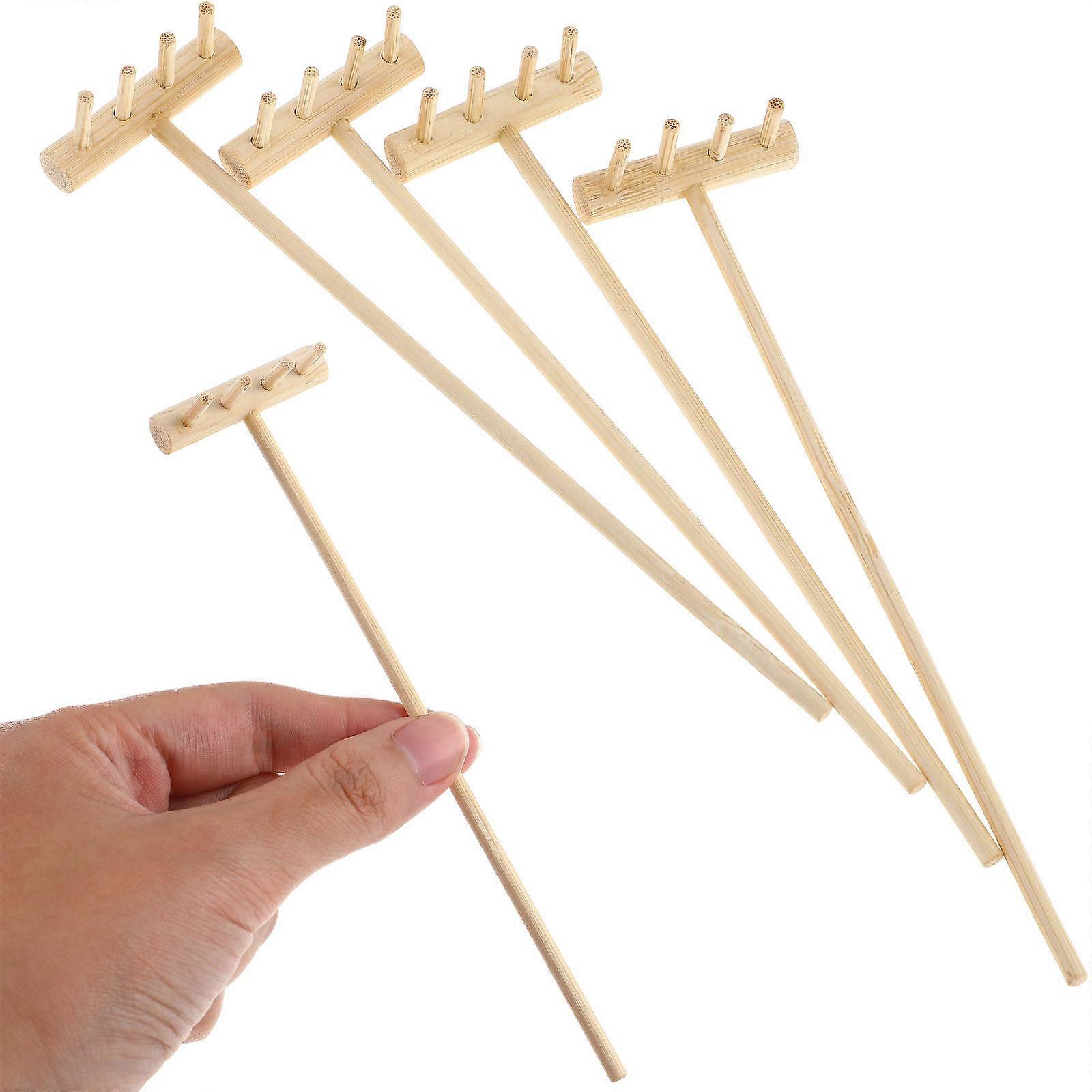 Mini Zen Sand Rake Tools Kit Desktop Decorations Made of Synthetic Material Beige Color 8 Pcs