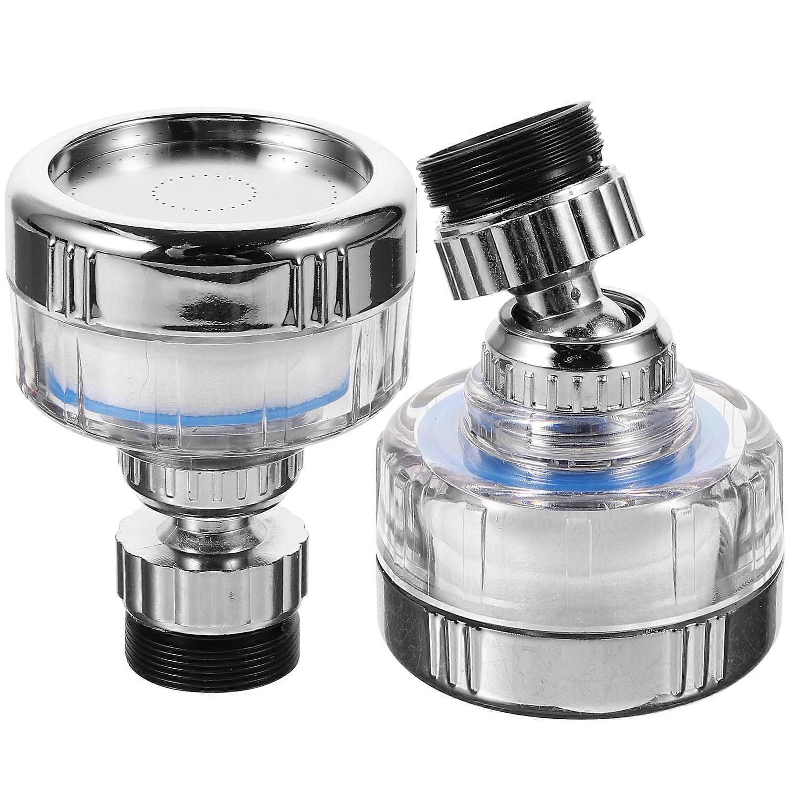 Faucet Filter for Sink Water Purifier 2Pcs ABS Silver Bathroom Tap