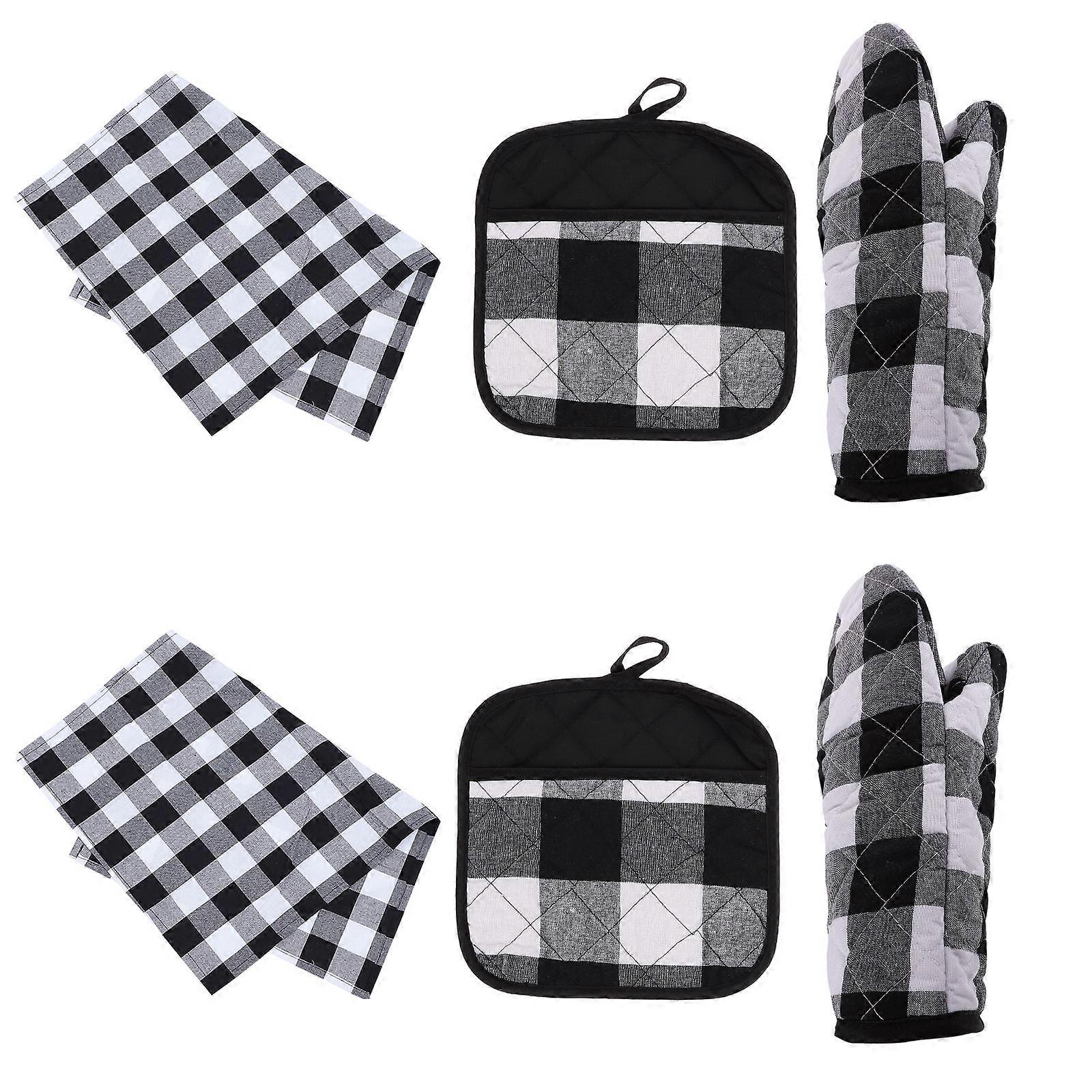 Multi Color Heat Insulation Gloves For Grilling Cooking And Baking With 6-Pcs Dishcloths