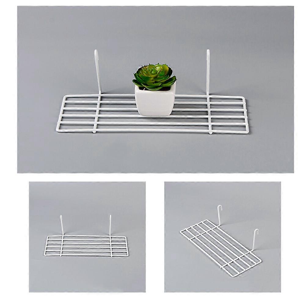 White Iron Grid Panel Shelf for Decoration Creates Additional Storage Space on Wall with Hook 12.5x8.5x3.5 Inches