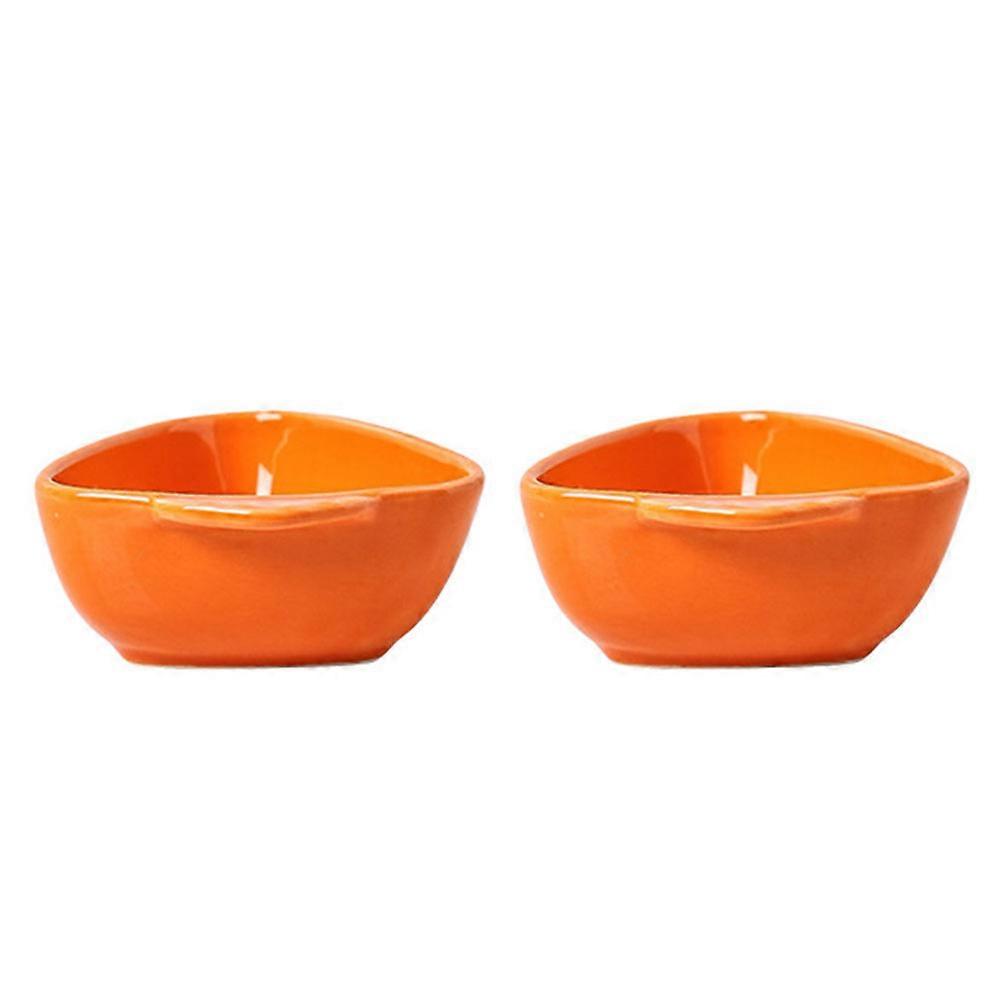Ceramic Sauce Dish for Home Use Orange Color Stable Bottom Great for Seasoning 2 Pieces