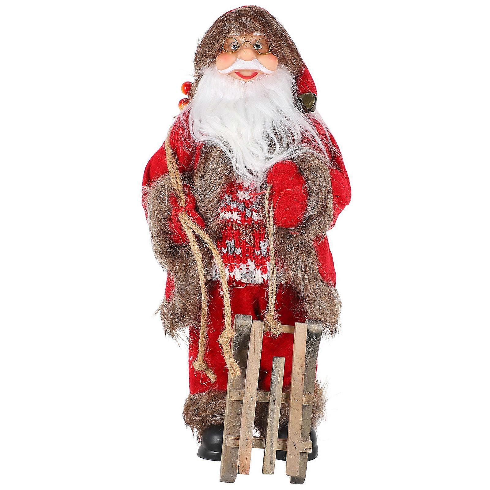 Christmas Santa Ornament Red Synthetic Material Realistic Desktop Decor for Holiday Party Size 5.5 Inch
