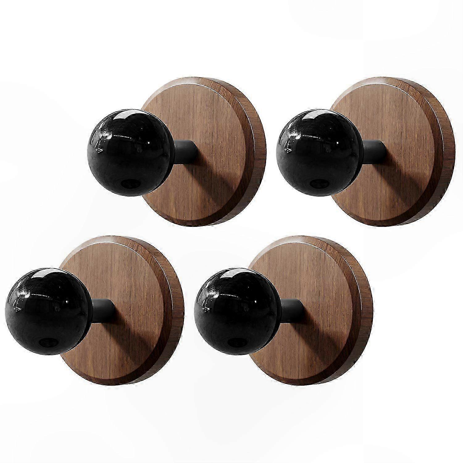 Set of 4 Wooden Wall Hooks for Easy Installation and Modern Home Decoration No Drilling Needed