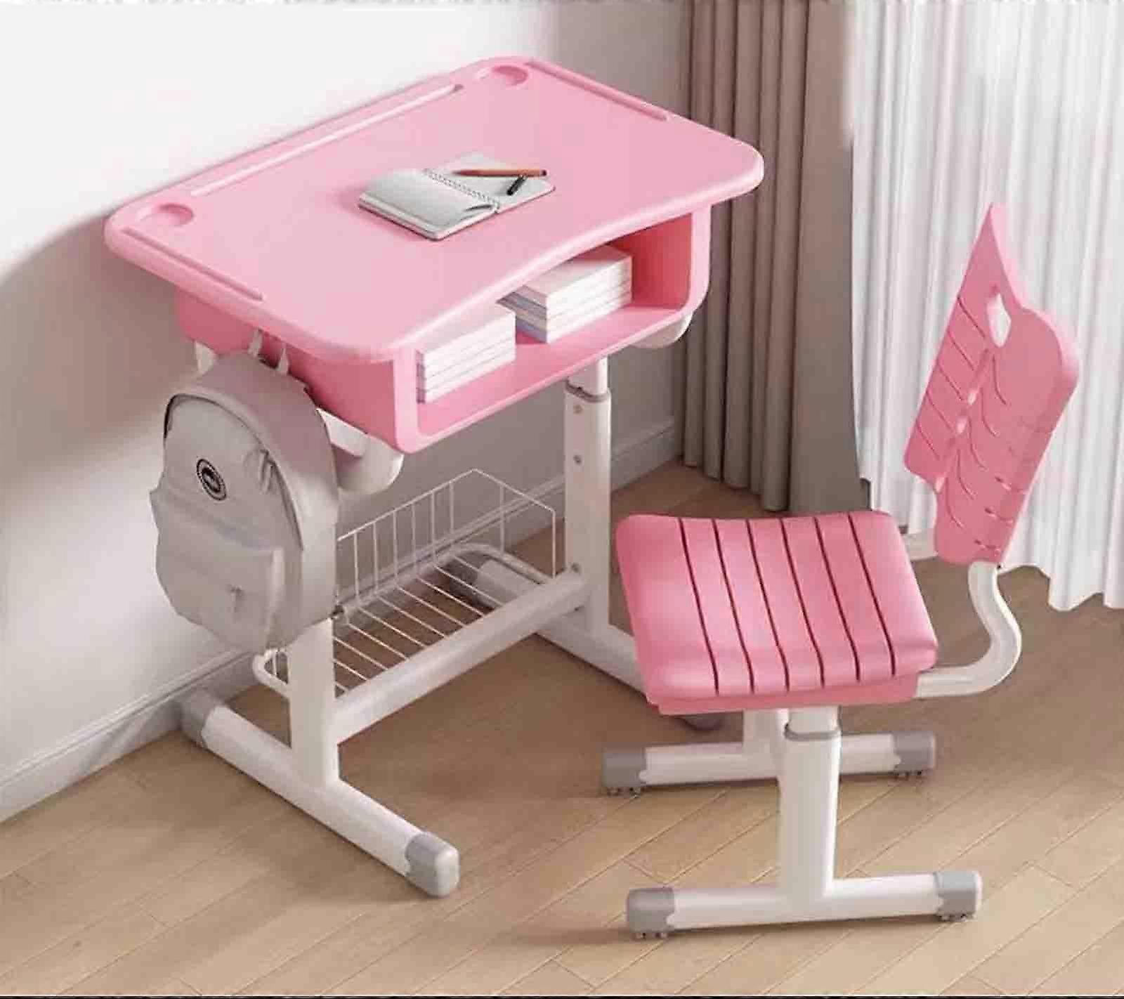 Adjustable height desk with chair, drawing table, computer workstation with storage drawer, multifunctional desk (pink) rose