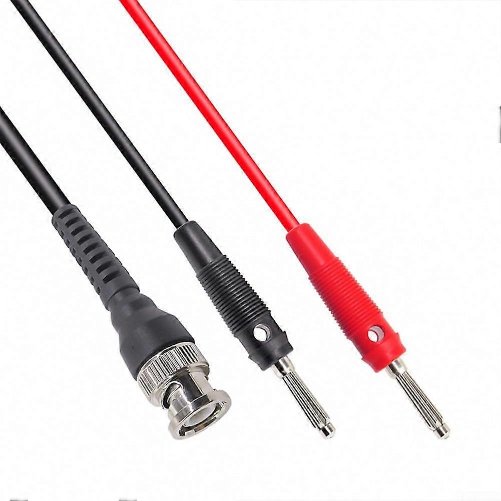BNC to dual banana plug test leads, 120 cm, 2 pieces, for oscilloscopes and educational purposes.