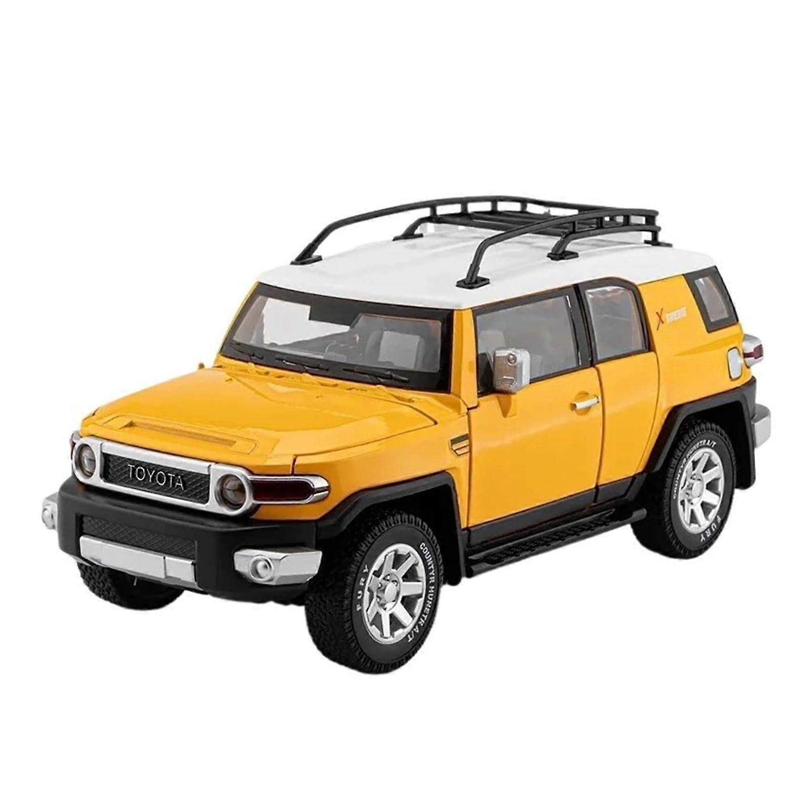 Die-Cast 1:24 For Toyota FJ Cruiser SUV Alloy Model, Realistic Prebuilt Metal Vehicle Display Collection, Yellow