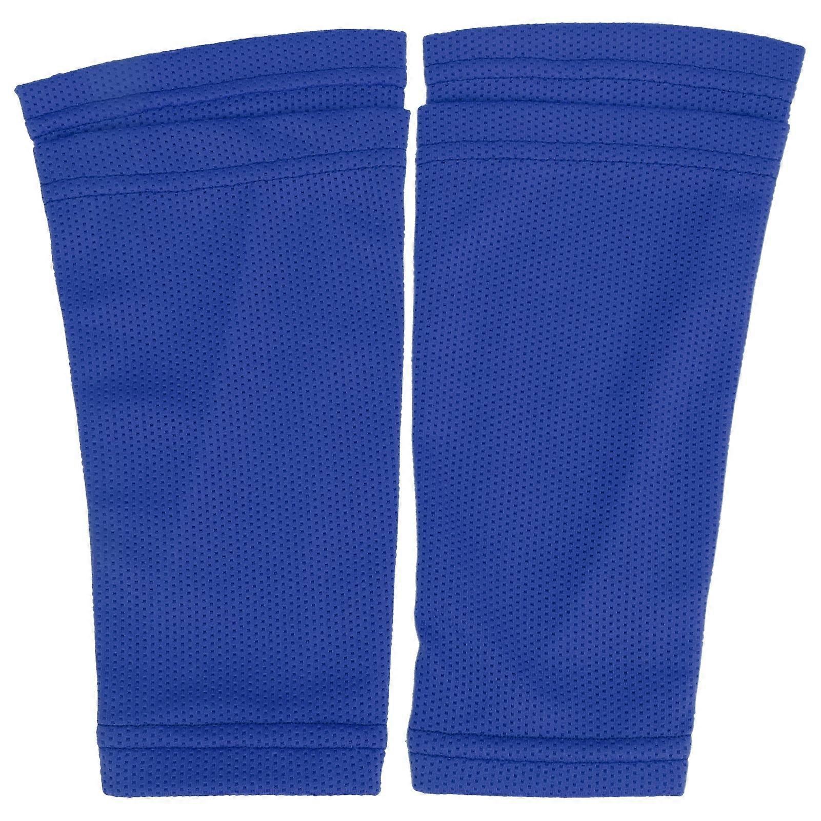 1 Pair Blue Soccer Shin Guard Socks Double Layer Pads L Adult