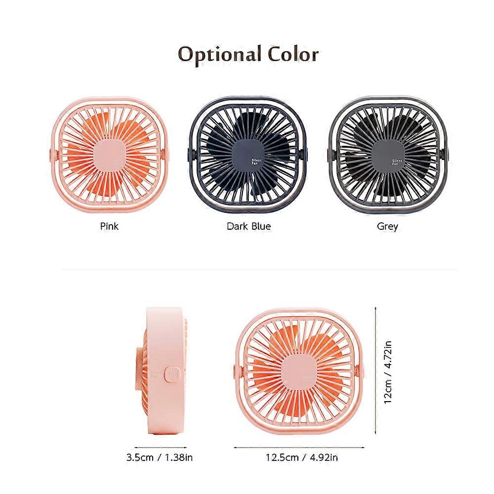 USB Desktop Fan 360° Rotatable Quiet Mini Desktop Table Fan 3-Speed Control Silent Operation Portable Personal Cooling Fan for Home Office Dorm