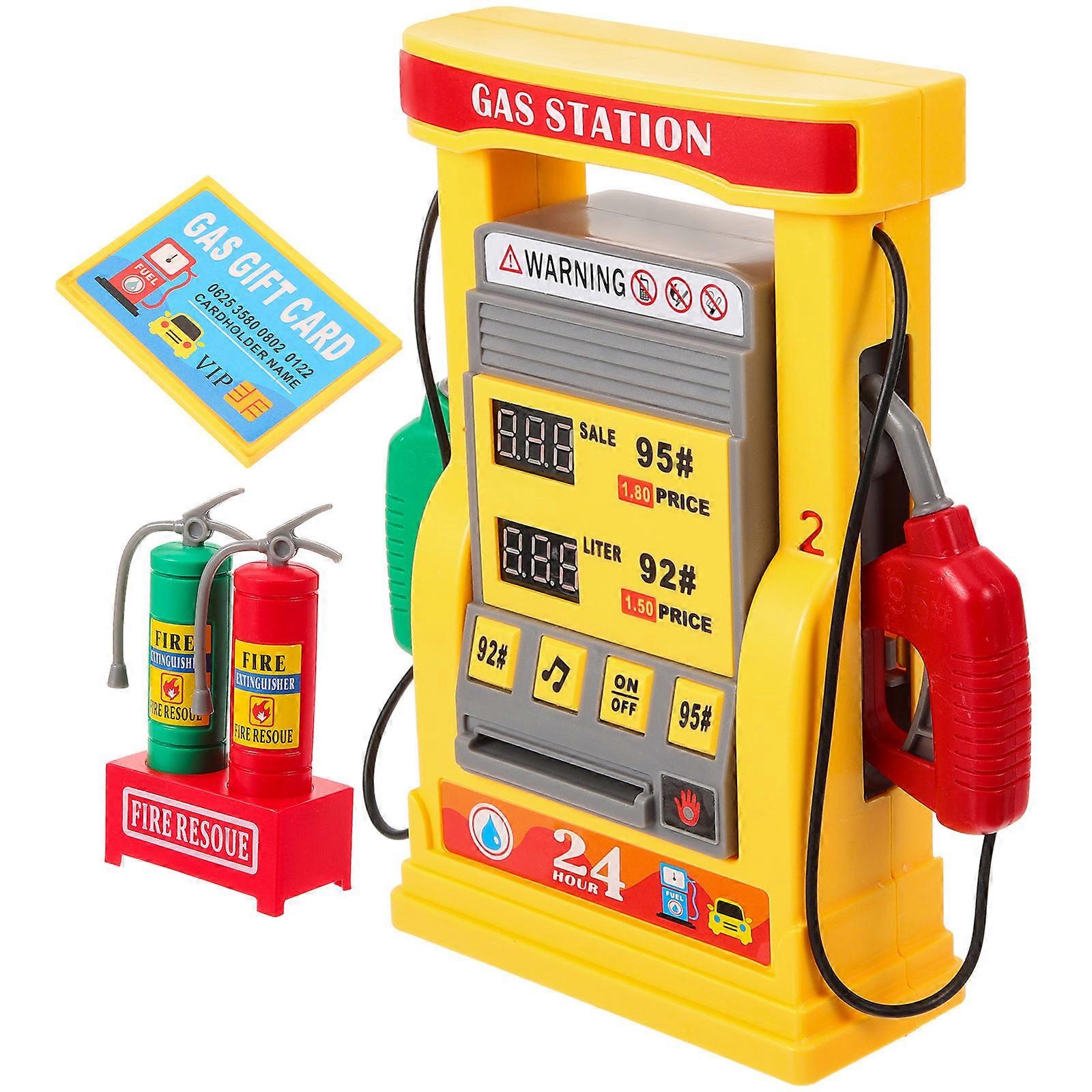 Simulation Gas Station Model with Voice Prompt, Multi Function Card Swiping, Interactive Counting, Realistic Features for Educational DIY Playset,