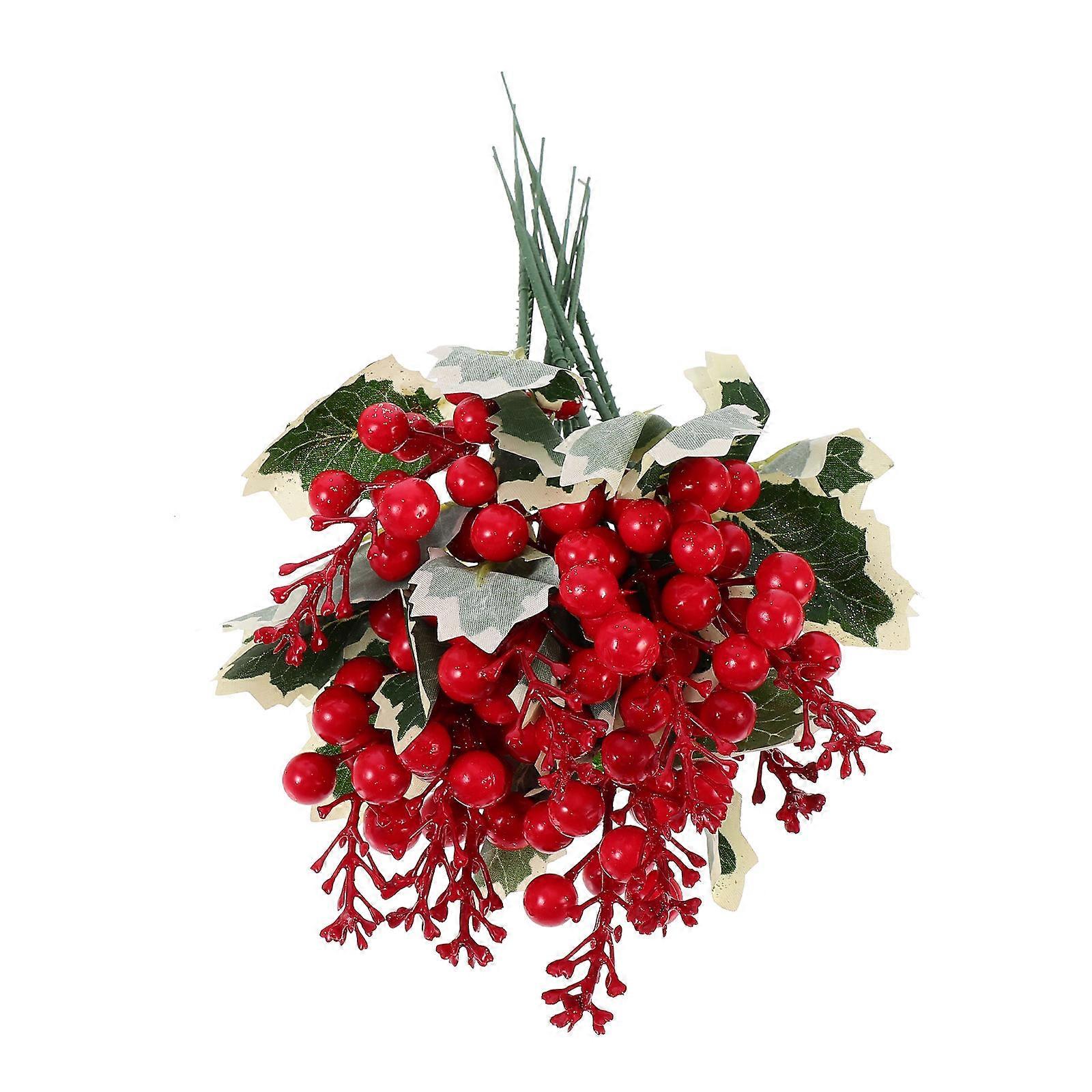 Artificial Red Berry Branches Xmas Wreath Decor – Lightweight, Non Fading DIY Craft Accessories for Holiday Window & Door Decorations