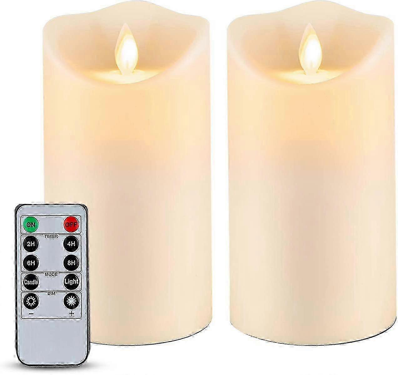 6 X 3.25 Outdoor Waterproof Flameless Candles, Flickering Moving Flame Led Candles, Battery Operated Candles Remote