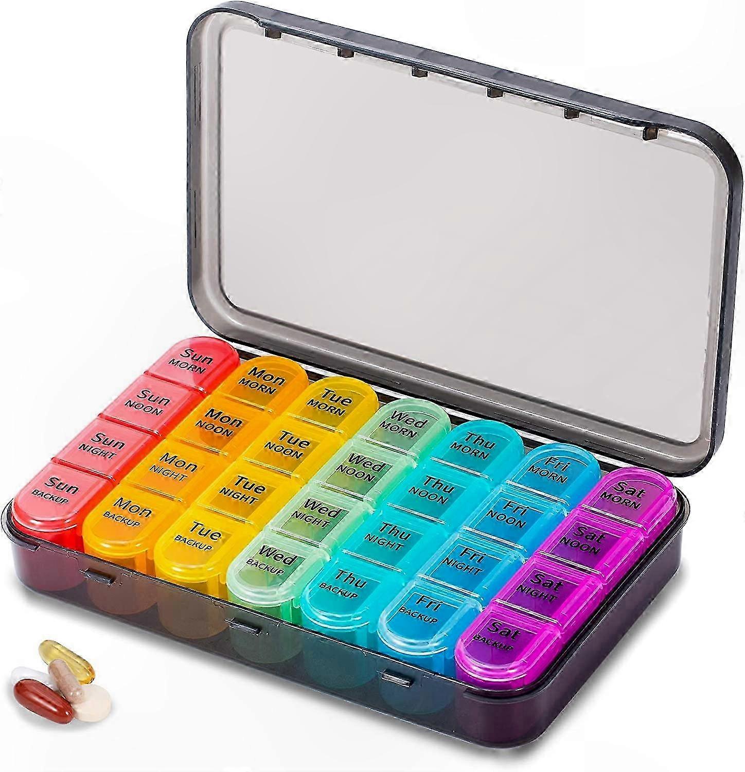 Daily Pill Organizer with 28 Compartments for 7-Day Medication Management