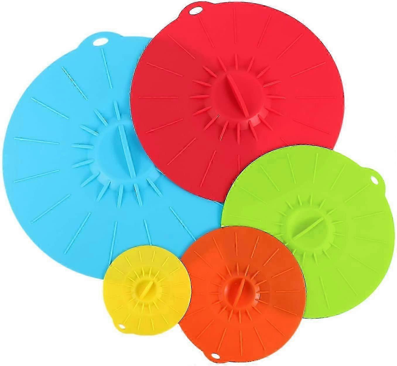Silicone Lid Set, Silicone Lids Universal Fresh-keeping Lids 5 Piec...