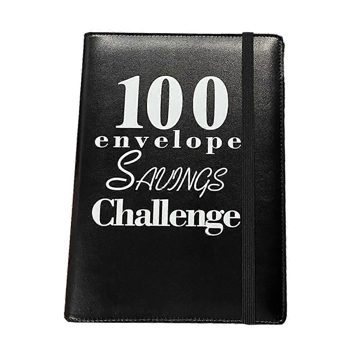 100 Envelope Challenge Binder with Clear Cash Envelopes, Budget Planner Sheets, Label Stickers, Green and Black Travel Savings System
