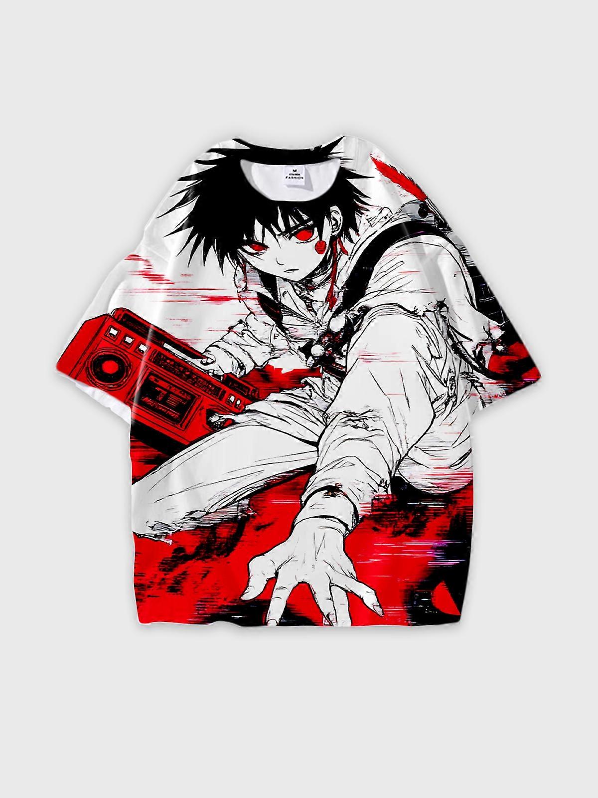 T-Shirt Round Neck, Loose Short Sleeve Pattern Graphic Tee, Unisex Summer Casual Top V2417