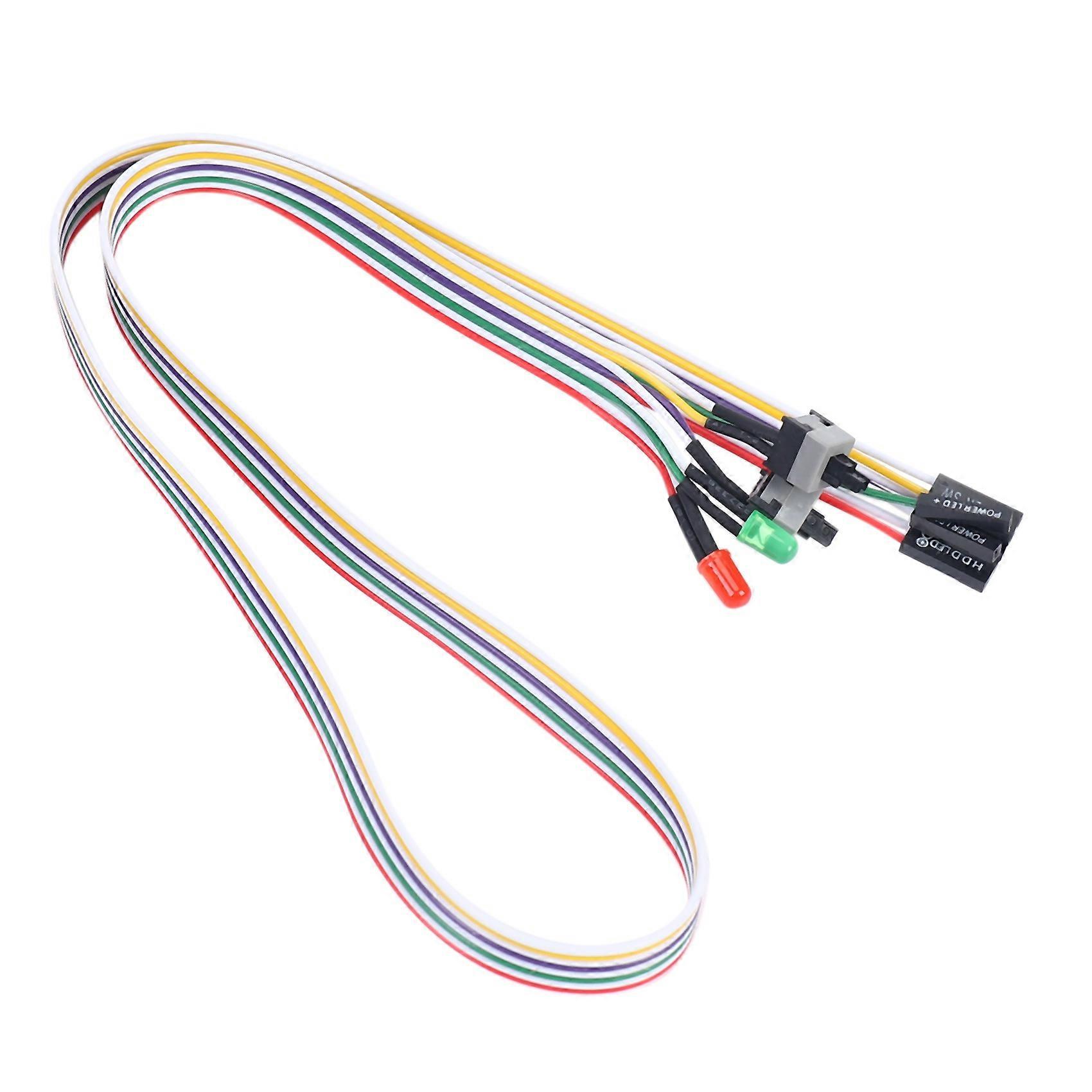 PC Case Red Green LED Lamp ATX Power Supply Reset HDD Switch Lead 20"