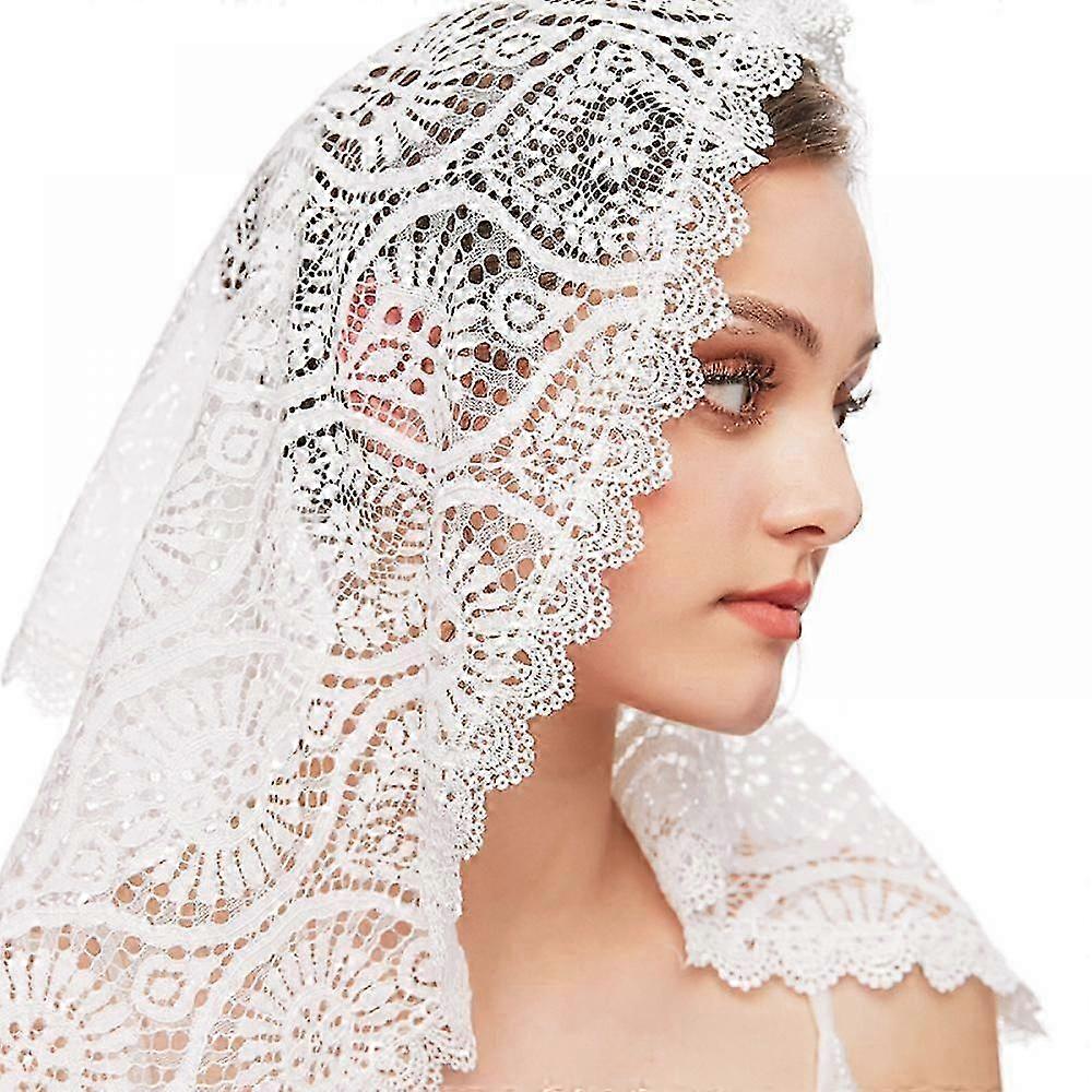 Chapel Veil Floral Latin Mass Head Cover Lace Scarf Veils για την εκκλησία Mantilla, WZ-409