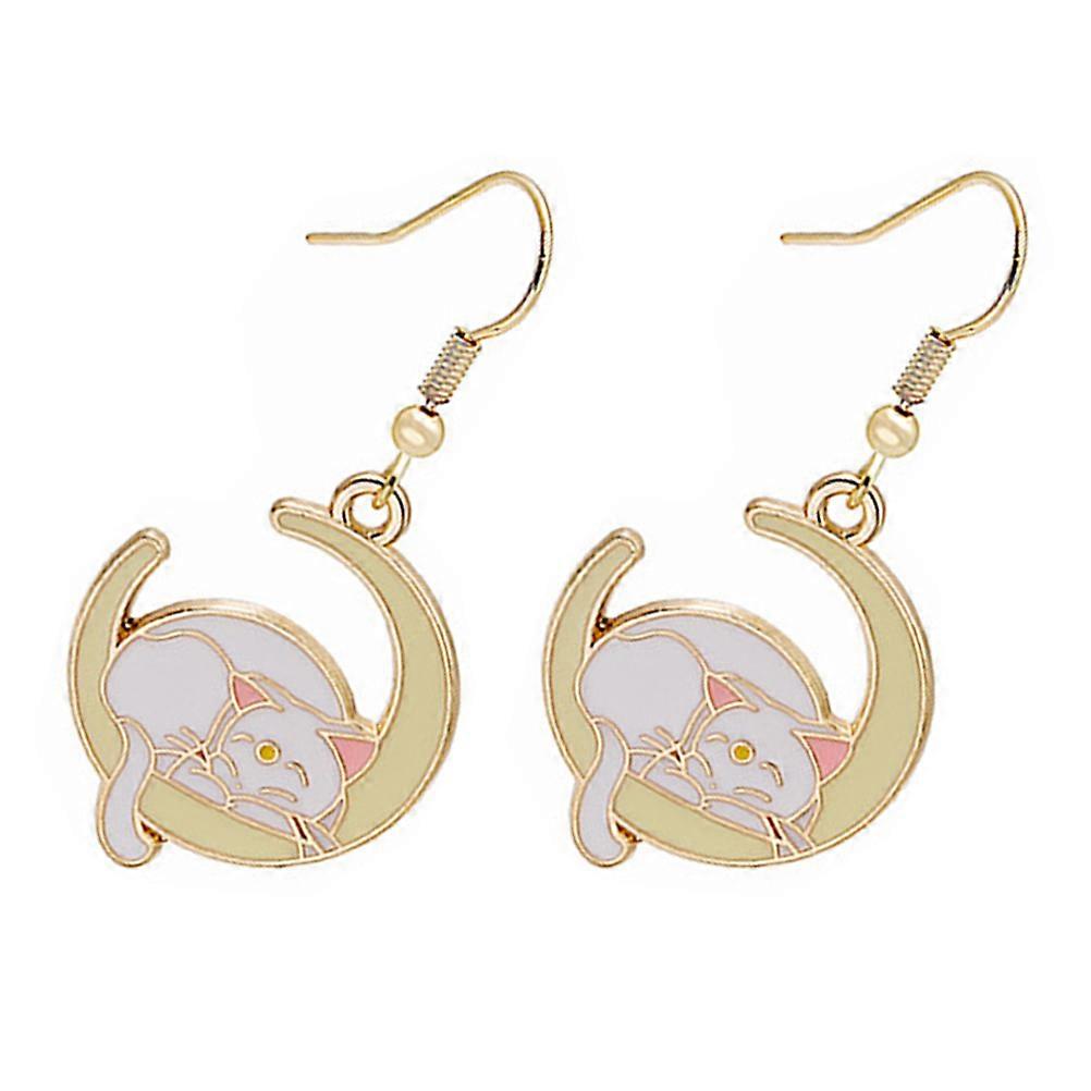 Star Earrings Cat Earrings for Decoration 1Pair Beige Alloy
