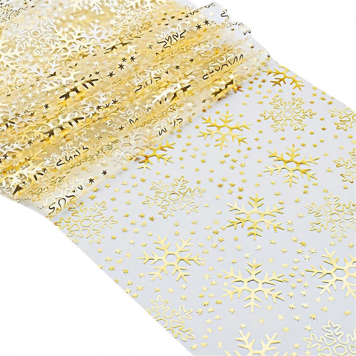 2 Rolls Christmas Snowflake Table Runner 11" x 108" Sequin Glitter Table Runner for Party, Birthdays, Weddings Gold
