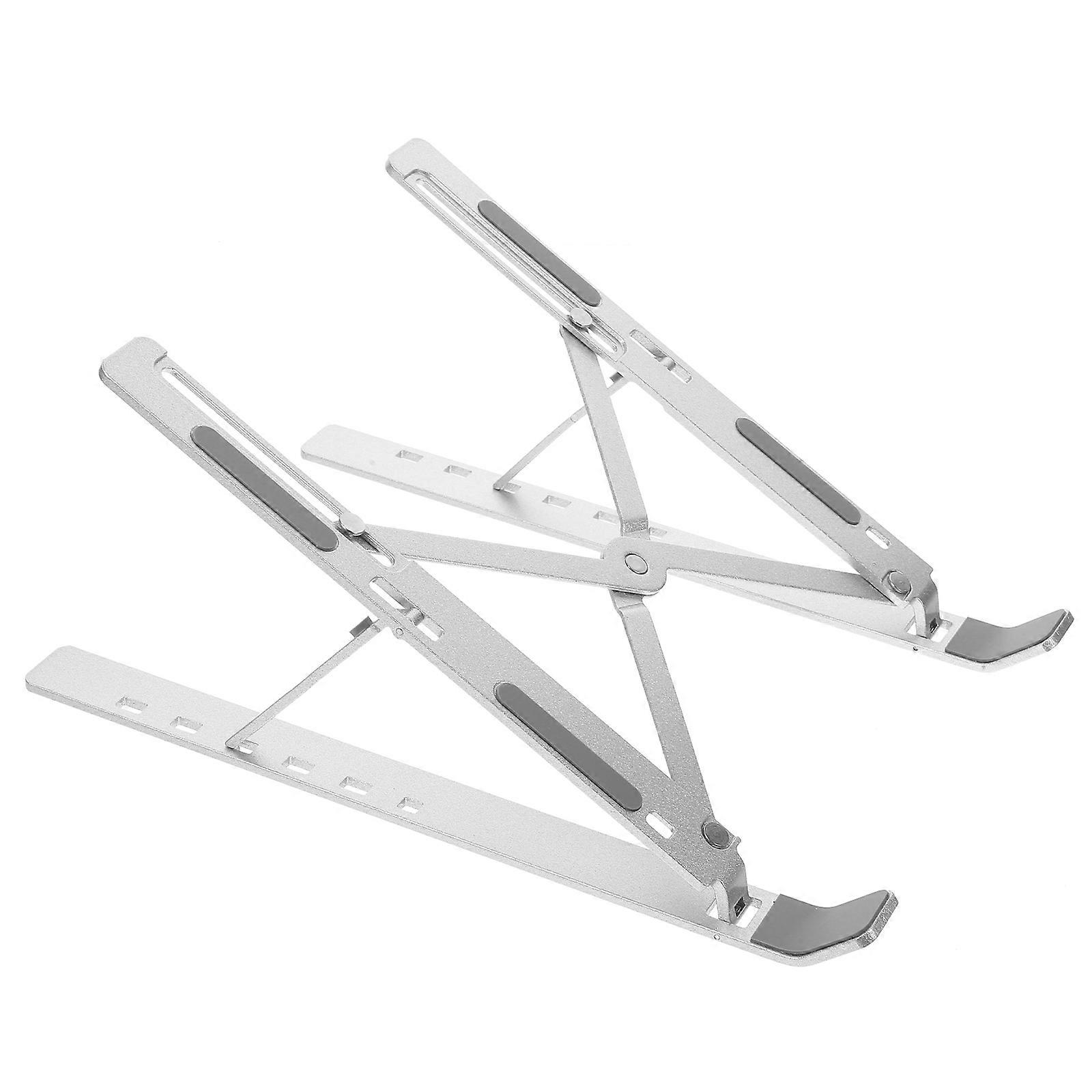 Desk Accessories Adjustable Height Laptop Stand Silver Rectangular Shape For Office Workers 25.50X18.00X15.50CM Foldable 1Pcs