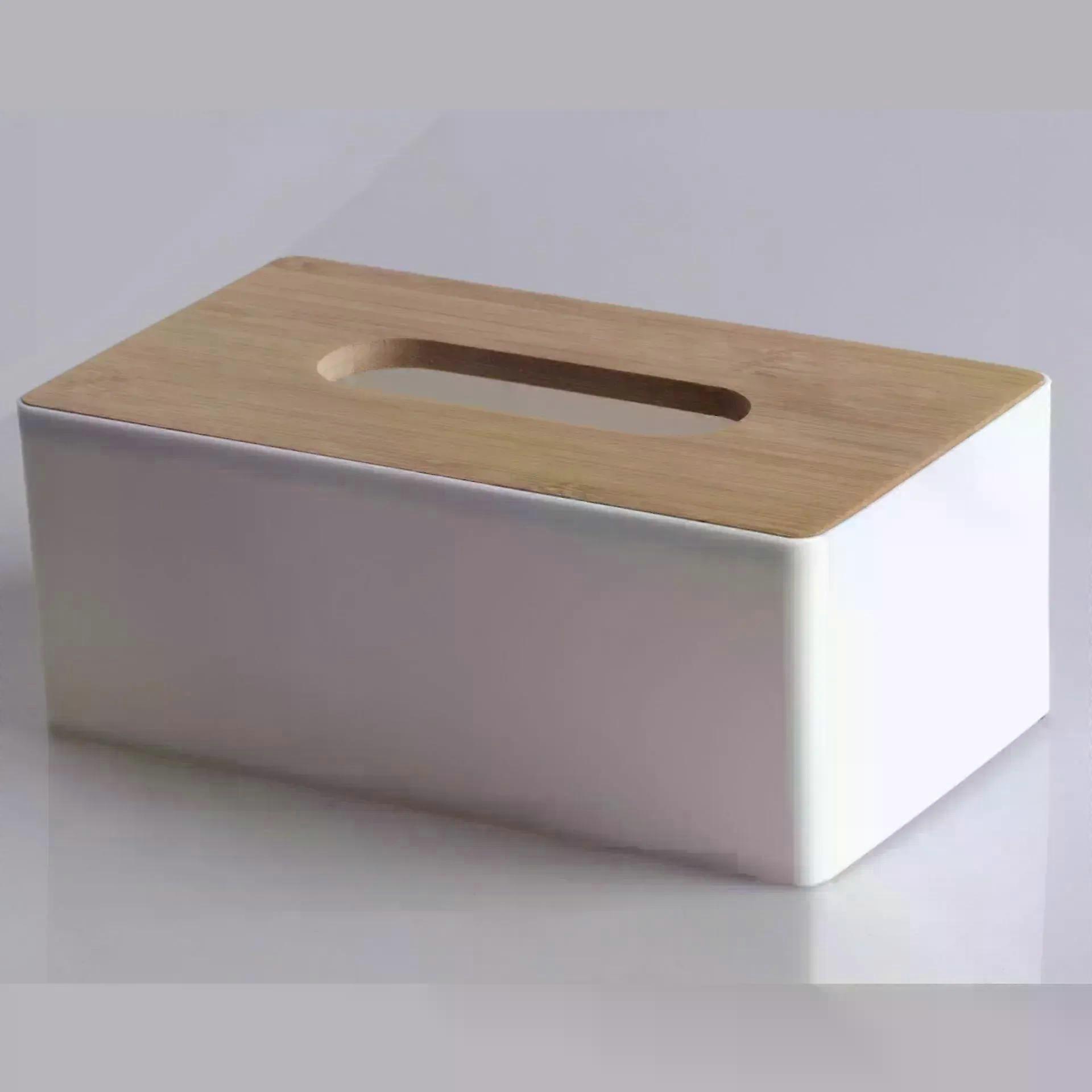 Tissue Box Table Napkin Rings Tissue case Paper Box Container Bamboo Cover Solid Wood Storage Box Home Table Decoration