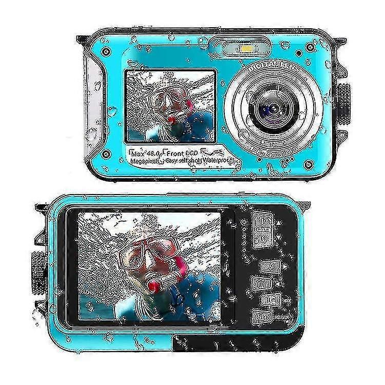 Waterproof Submersible Digital Camera Full Hd 2.7k 48 Mp Selfie Dual Screen 16x Digital Zoom