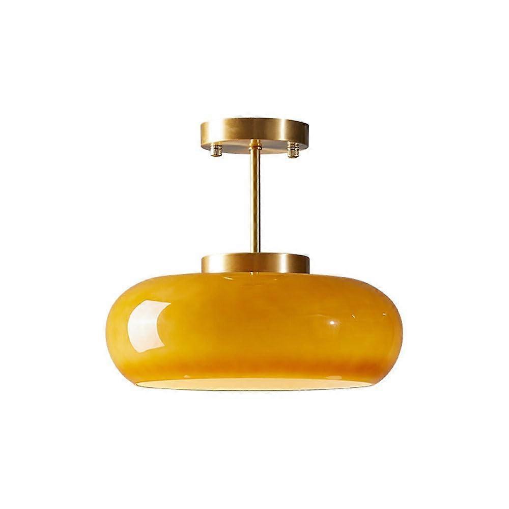 Mid Century Ceiling Light Semi-Flush Mount Glass Shade LED Tri-Color Temperature For Bedroom Hallways Bathrooms Kitchens Entrances