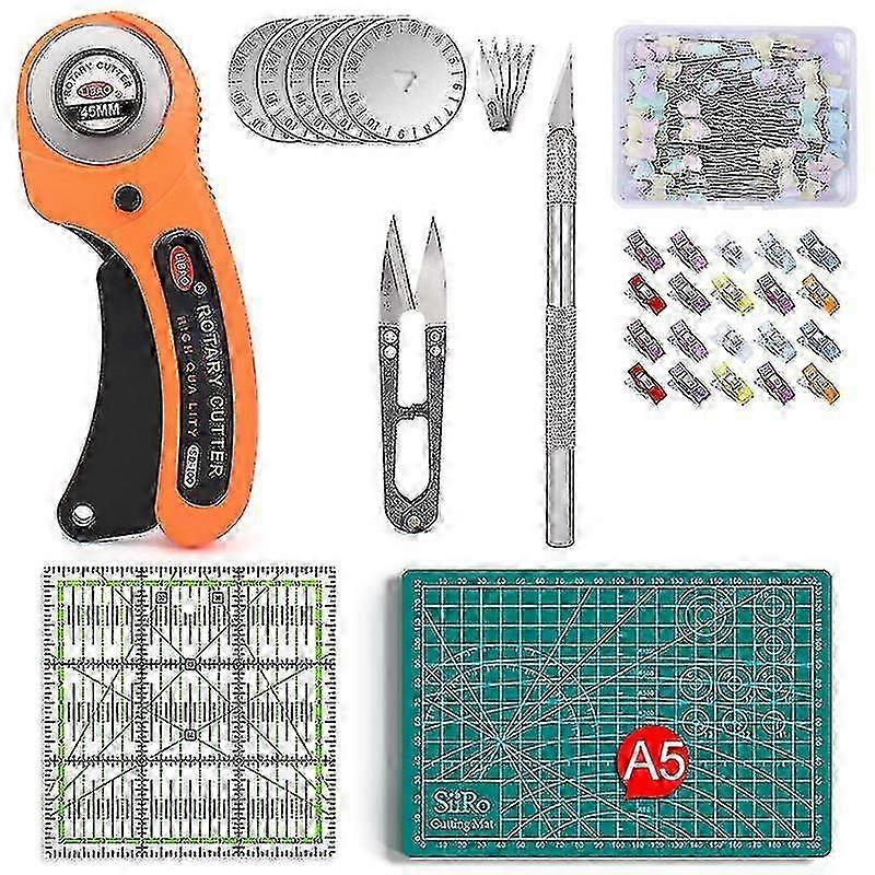 Rotary Cutter Kit with Blades, Ruler & Sewing Tools for Quilting Set