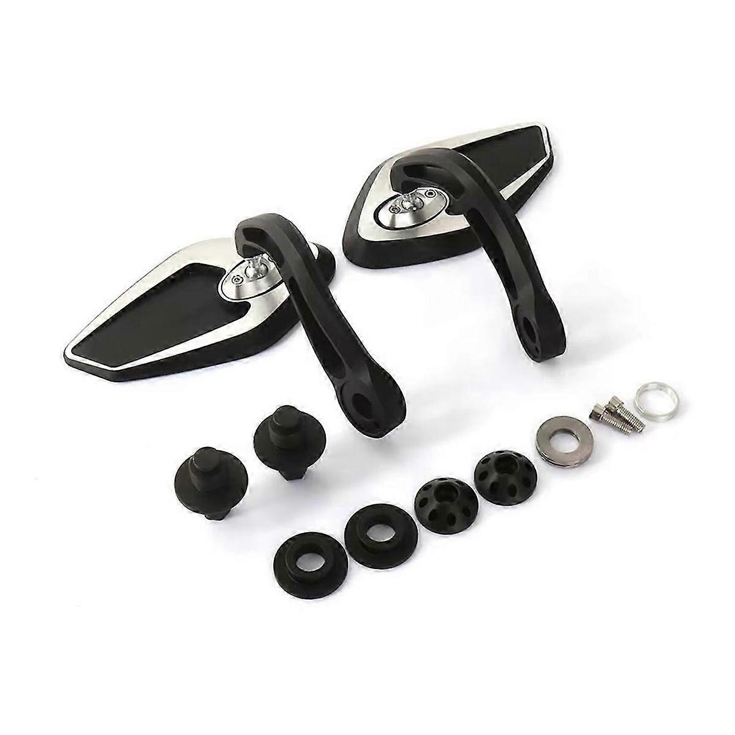 Motorcycle Rearview Mirror Handlebar Mirror Kit Black Silver