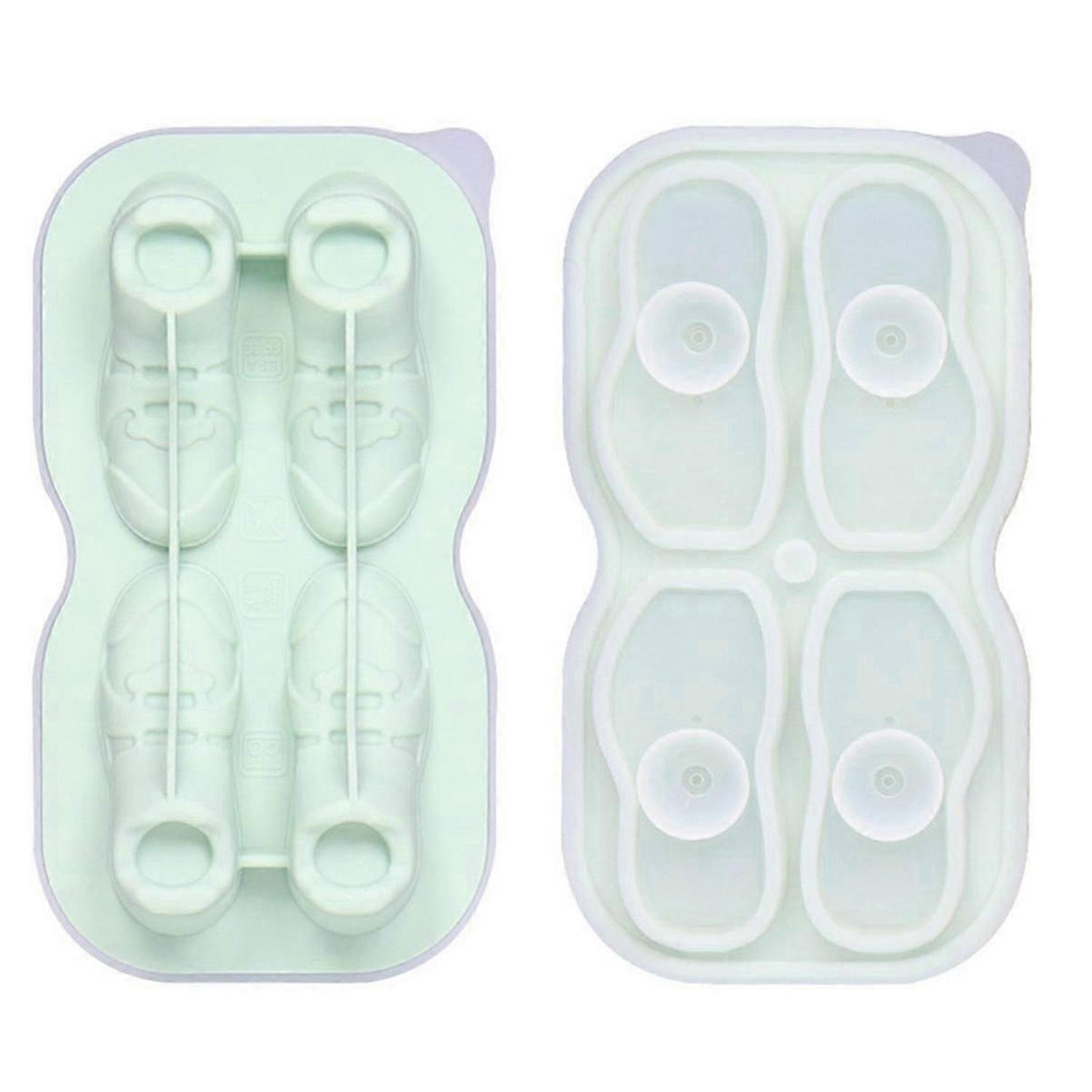 Shoe Ice-Cube Mold 4 Cavity Shoe Shape Ice-Cube Molds Reusable Fun Shape Ice-Cube Tray Easy Silicone Ice Ball Maker E
