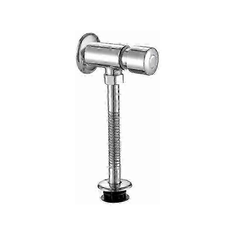 Chrome Wall-Mounted Urinal Flush Valve with Manual Delay and Auto Shut-Off for Toilets - Model E58q09oDQA