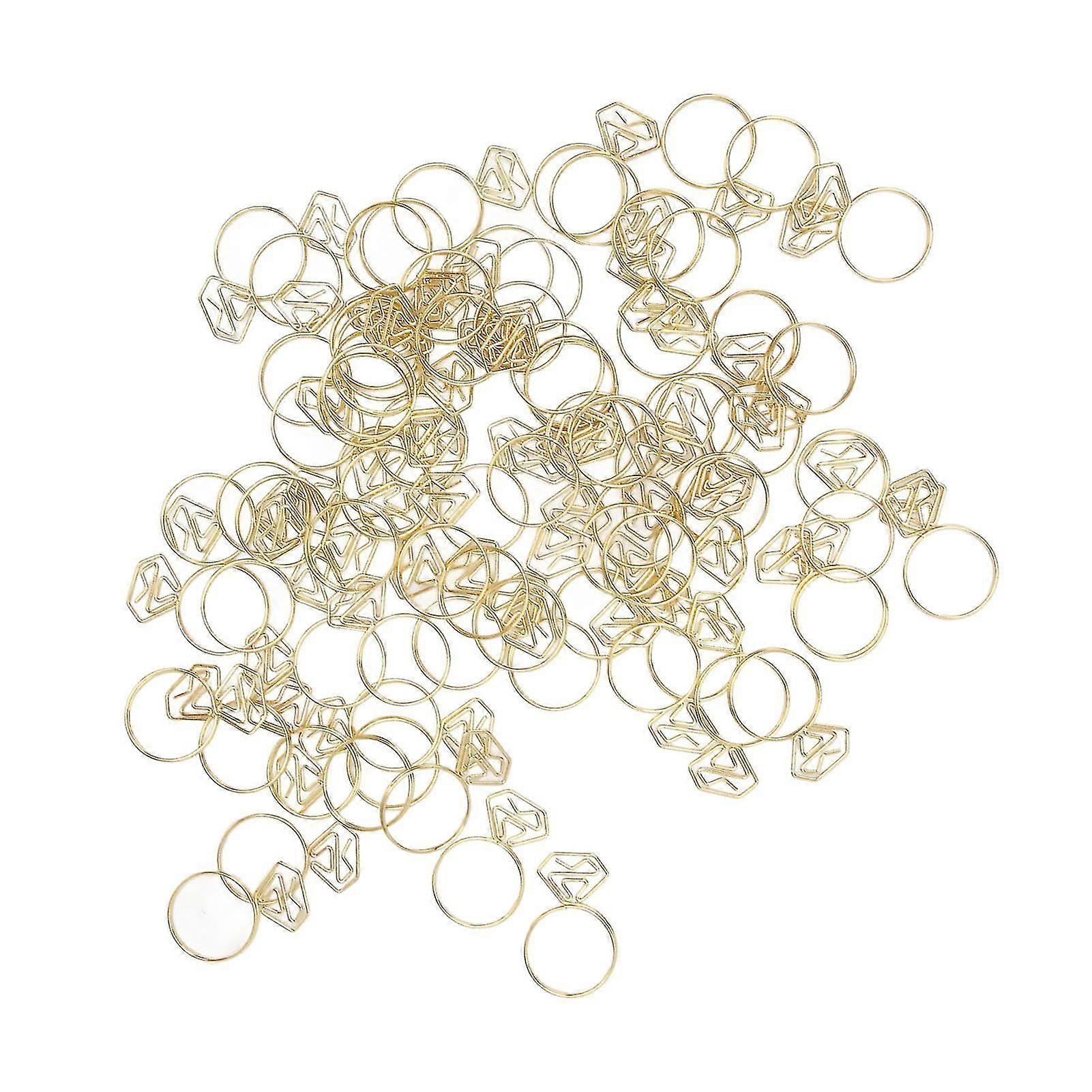 80pcs Ring Shape Paper Clips Rustproof Multifunction Multifunction with Clear Box for Office School Gold