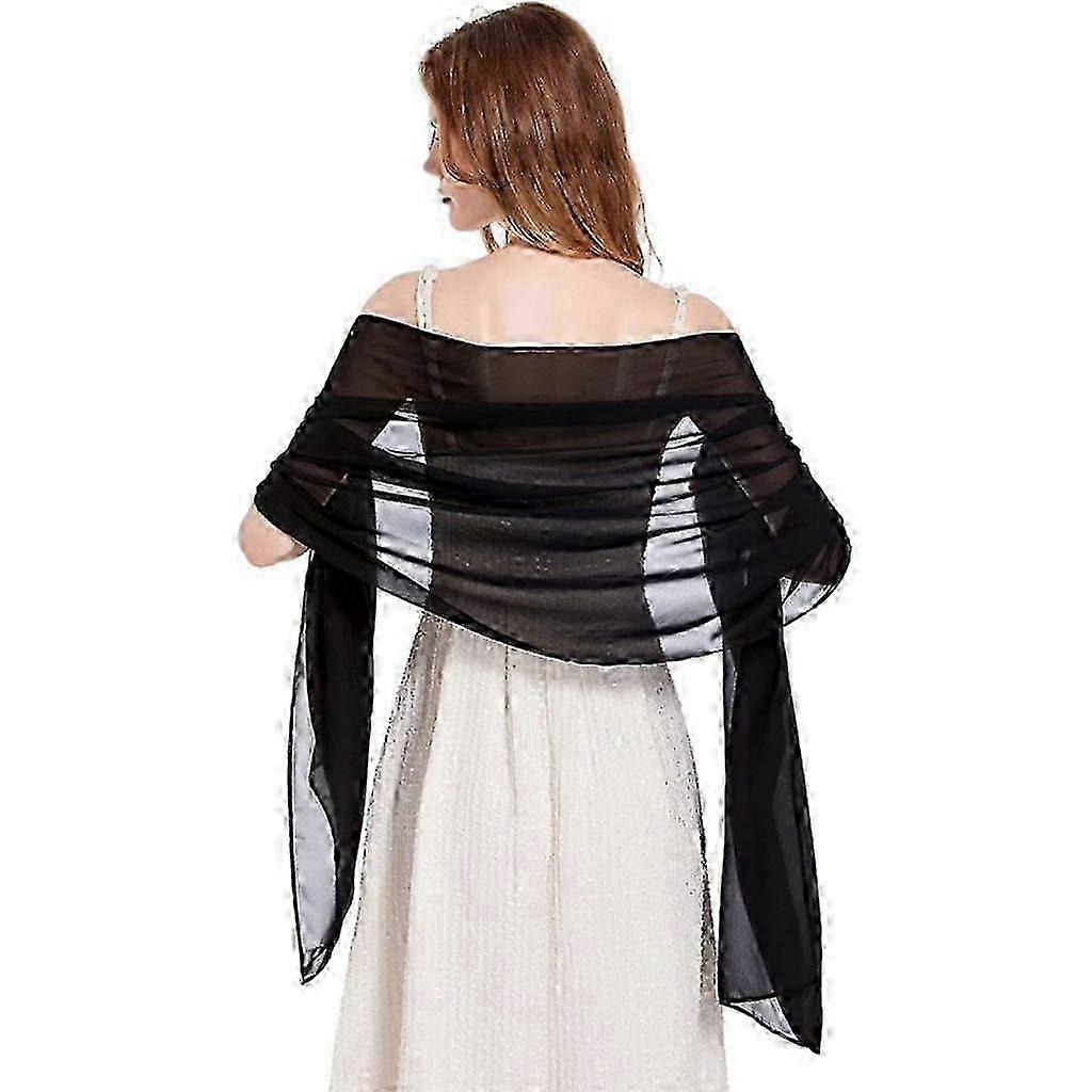 Elegant Evening Gowns with Soft Chiffon Shawls for Bridal Attire