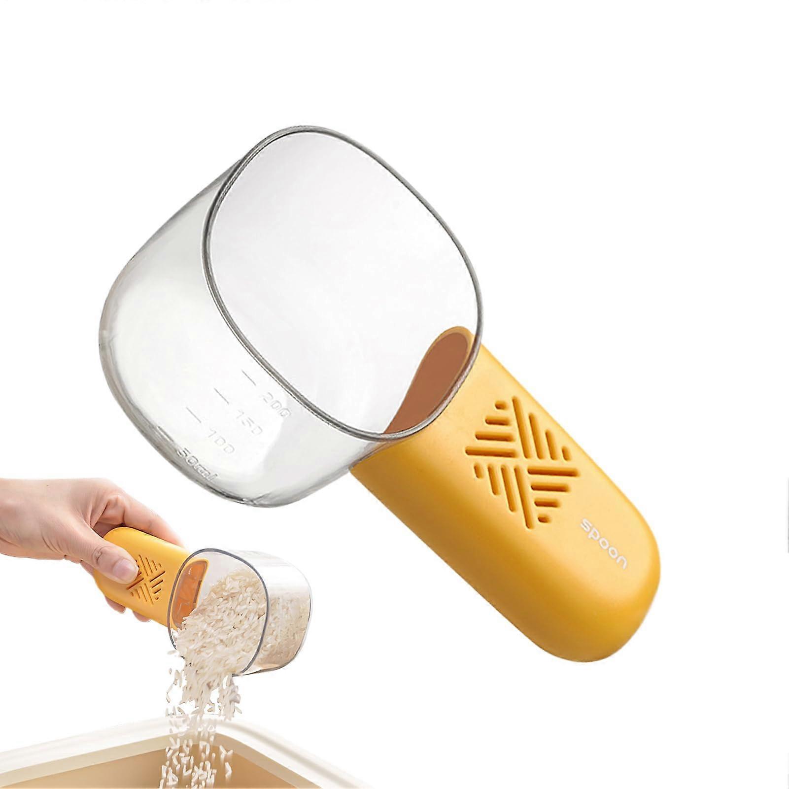 Grain Spoon Multifunctional Flour And Powders Scoop With Graduations For Cat And Dog Food Yellow