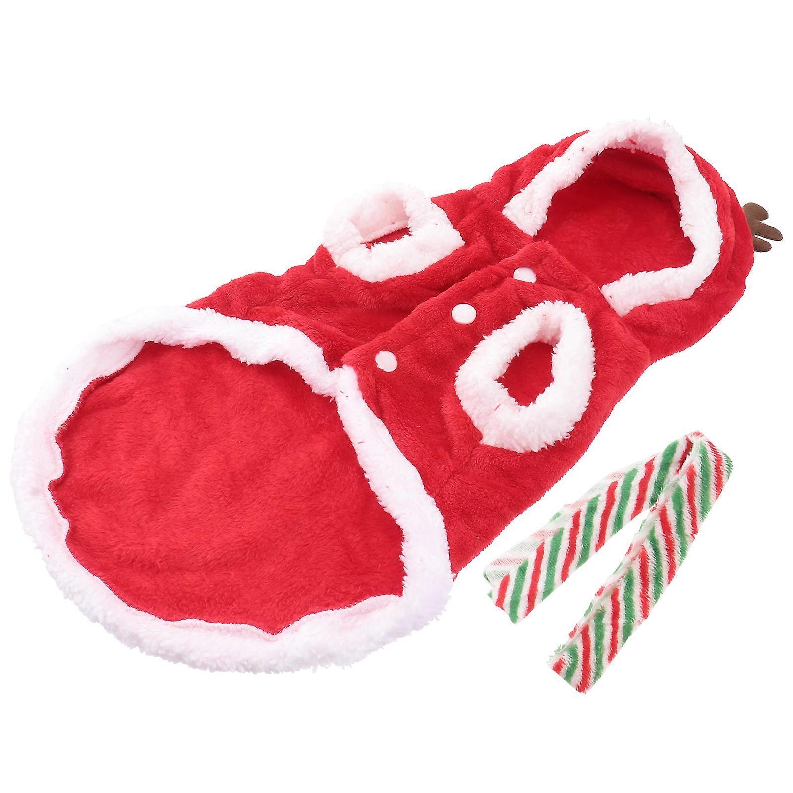 Hooded Christmas Outfit For Pet Dog In XL Flannel With Elk Pattern Keeps Warm For All Occasions 1Set