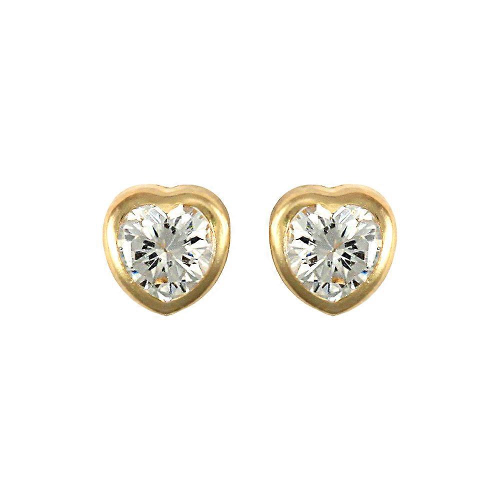 Jewelco London 女士 9K 黄金 White Heart 立方氧化锆摩擦单石 Love Heart 耳钉