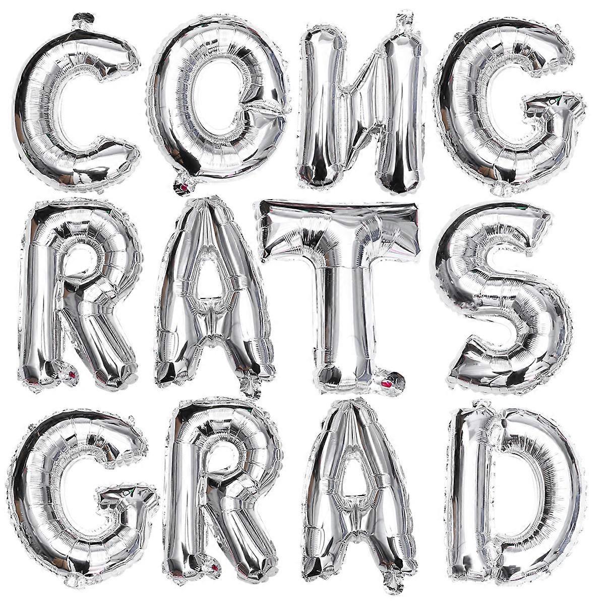 Silver Graduation Aluminum Foil Balloons Set for Party Celebration