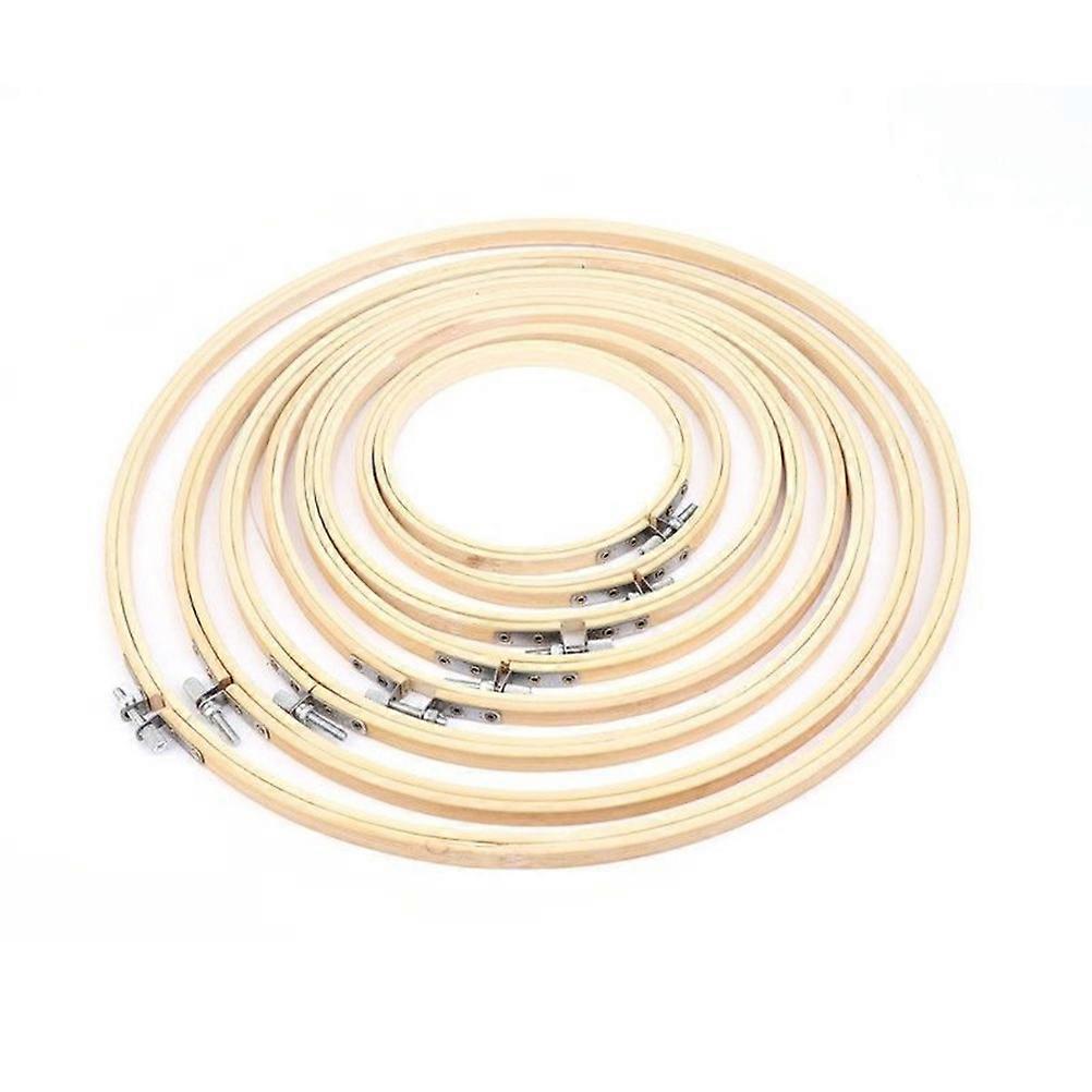 Cross-Stitch Wooden Frame for Embroidery Craft 6Pcs Khaki Color