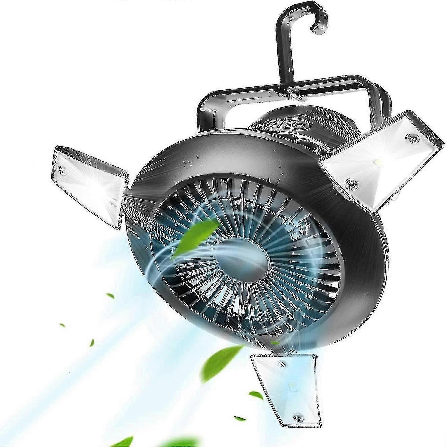 Led Camping Lantern With Tent Ceiling Fan, Rechargeable Battery Powered Camping Fan