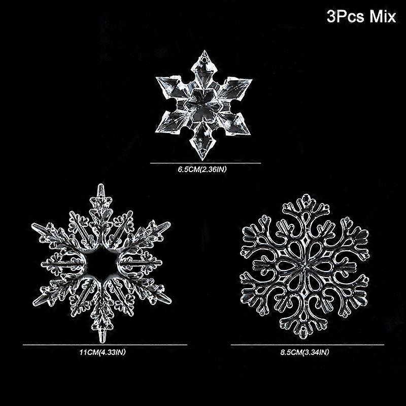 3 قطع عيد الميلاد الاكريليك ندفة الثلج الحلي شفافة شجرة عيد الميلاد معلقة زينة عيد الميلاد للمنزل رأس السنة الجديدة 2025