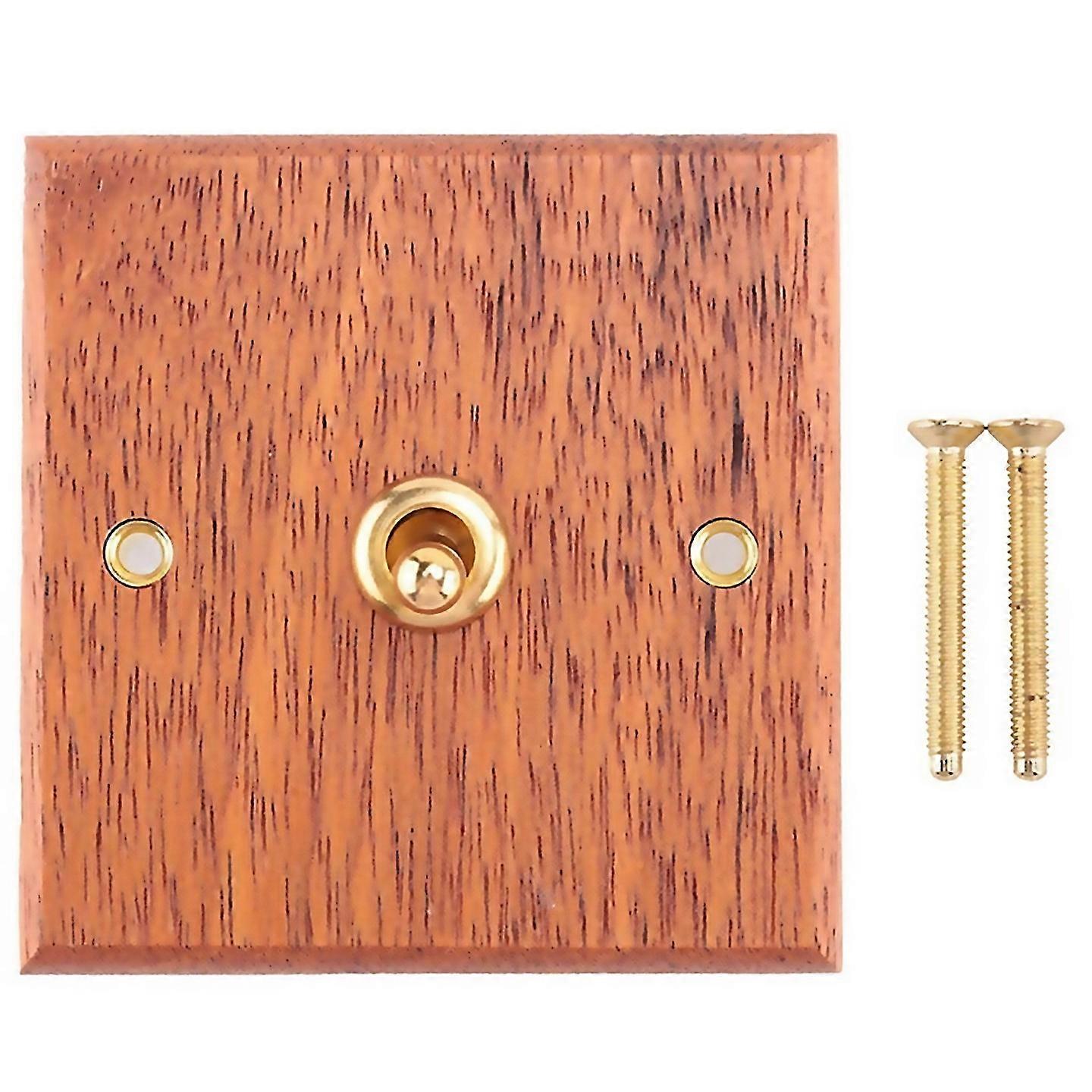 For 86 Type Solid Wood Panel Switch Wall Light Retro Brass Toggle Switch Wood Grain Electrical Switc