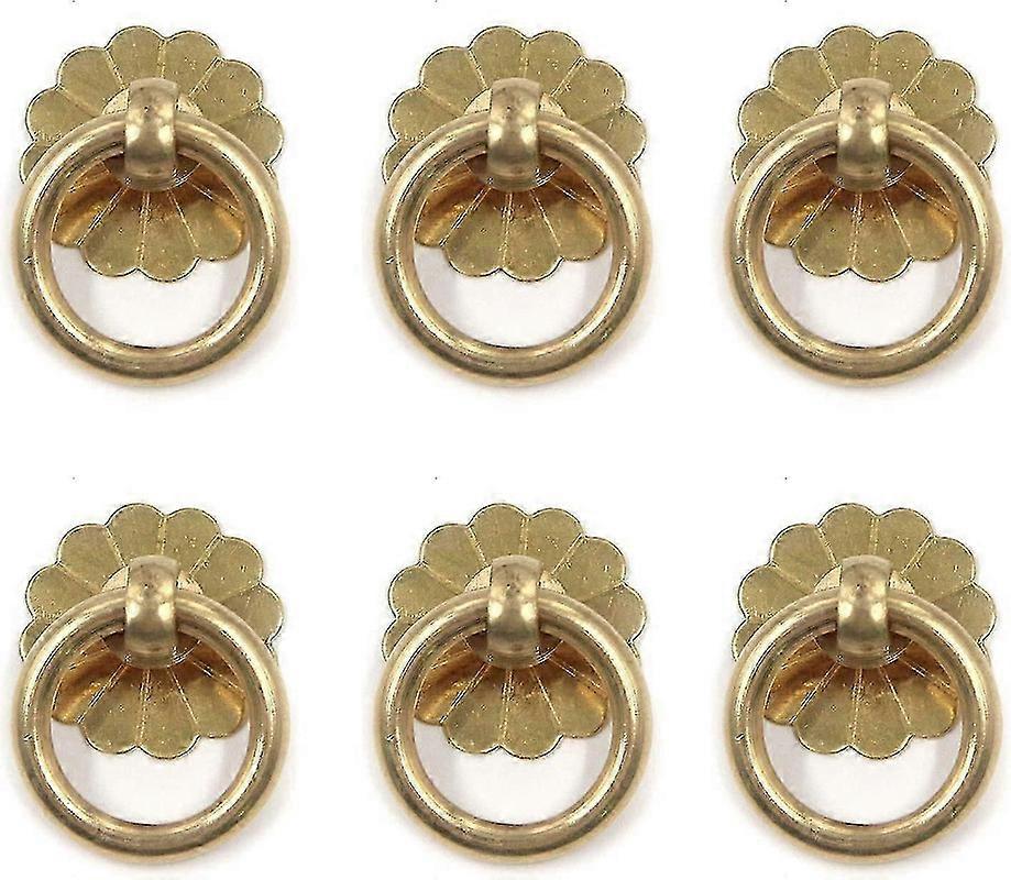 6 Pack Brass Ring Pulls Antique Pulls Cabinet Knobs Drawer Pulls
