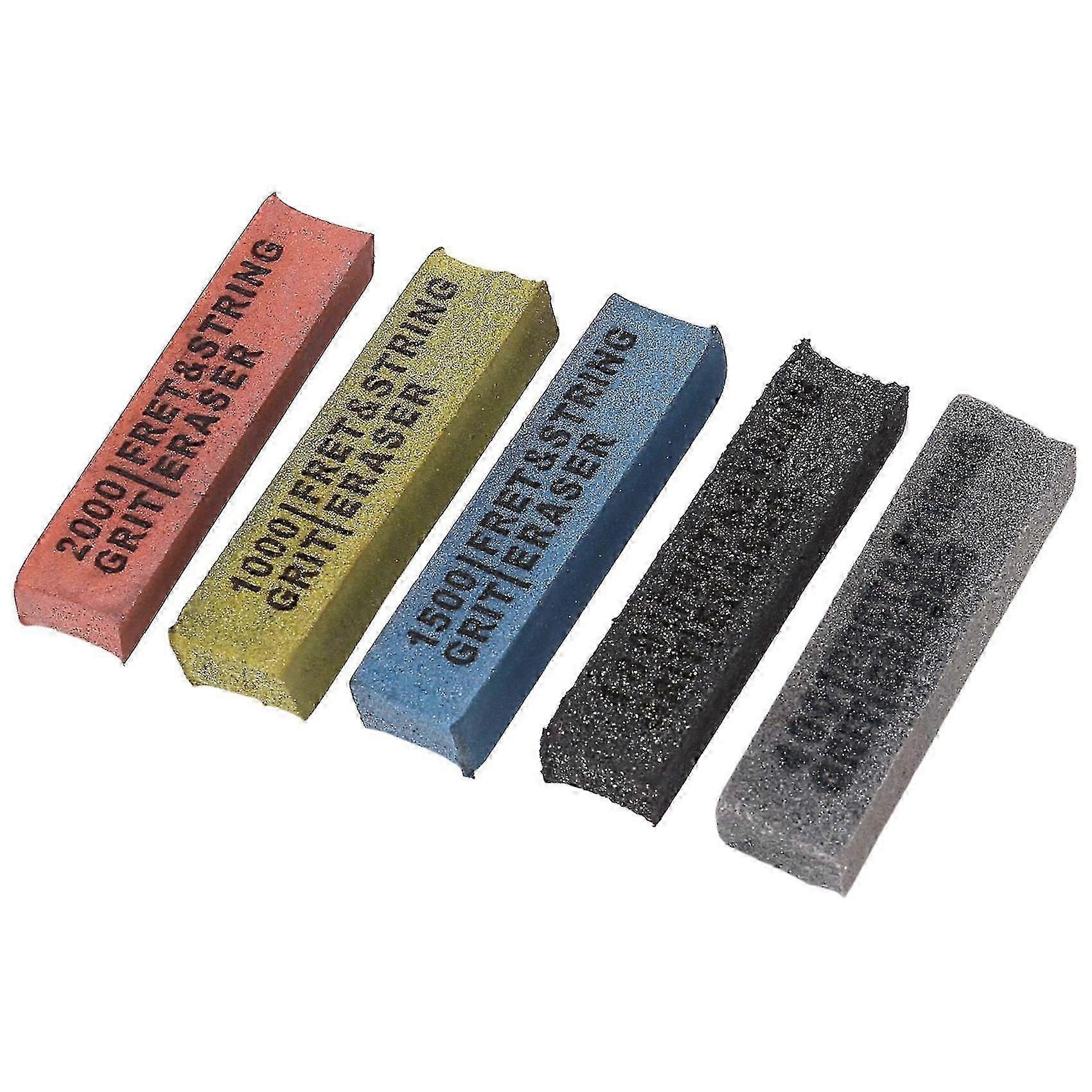 5Pack Fret Erasers compatible with Guitar,Fret Polishing Cleaner,Frets Polish Tools,Clean Fret String(180&400&1000&1500&2000 Grit)-B15