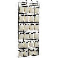 Hanging Shoe Storage 24 Pockets Over the Door Space Saving Shoe Storage Shoe Cabinet with 4 Hooks Beige Myi
