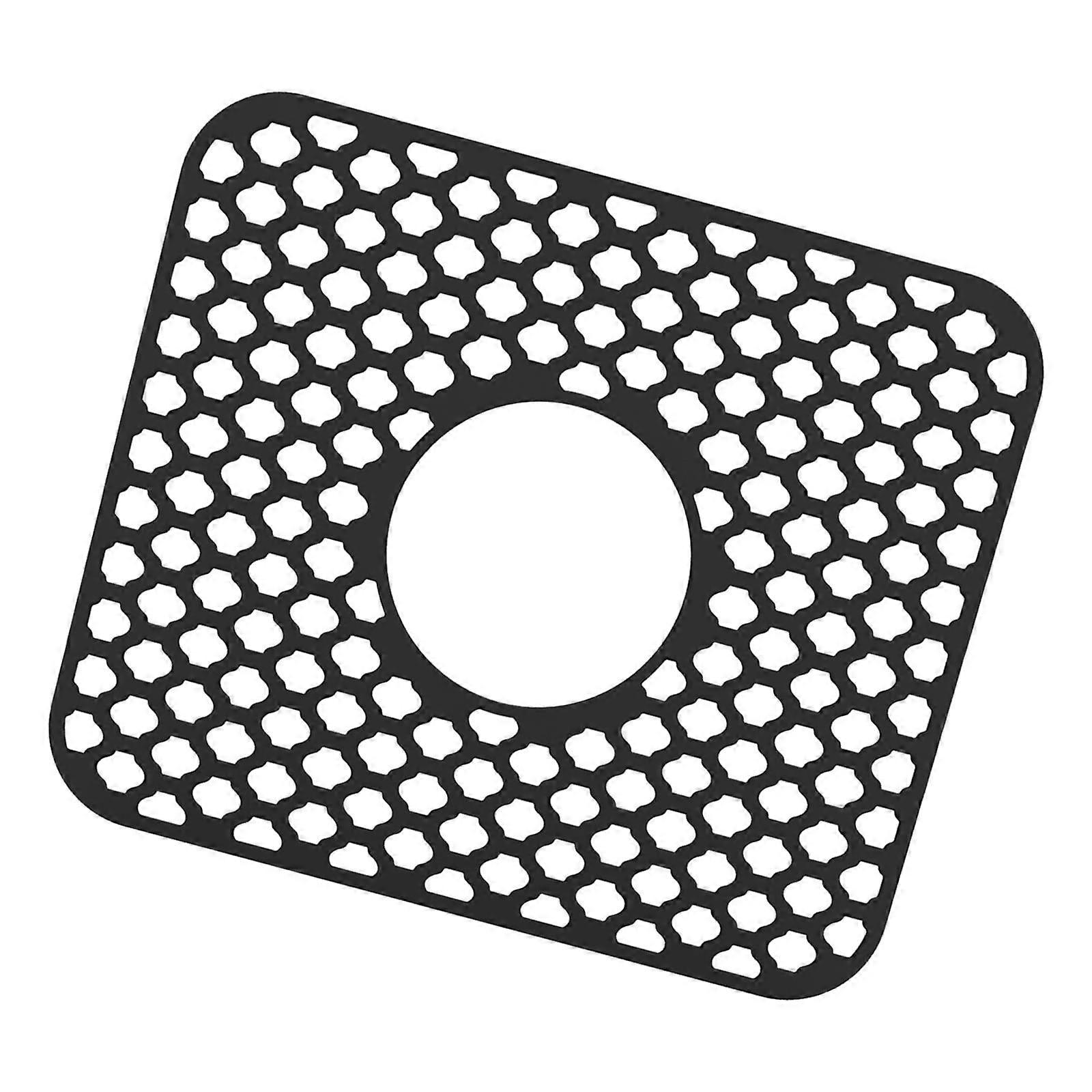 Silicone Sink Mat with Drain, Non-slip Folding Grid for Stainless Steel or Porcelain Sink - Black