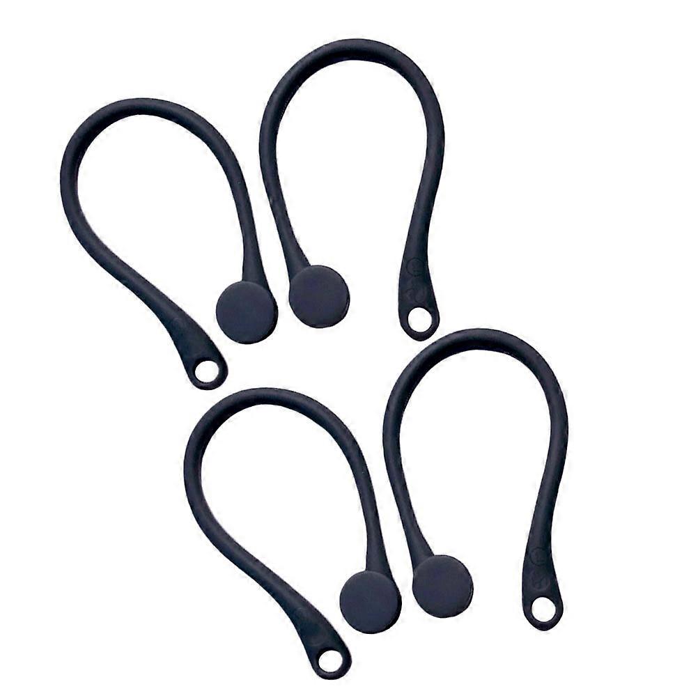 Ergonomically Curved Earphone Ear Hook Designed For Sports Activities Providing Secure Fit And Comfort In Black 4 Pairs
