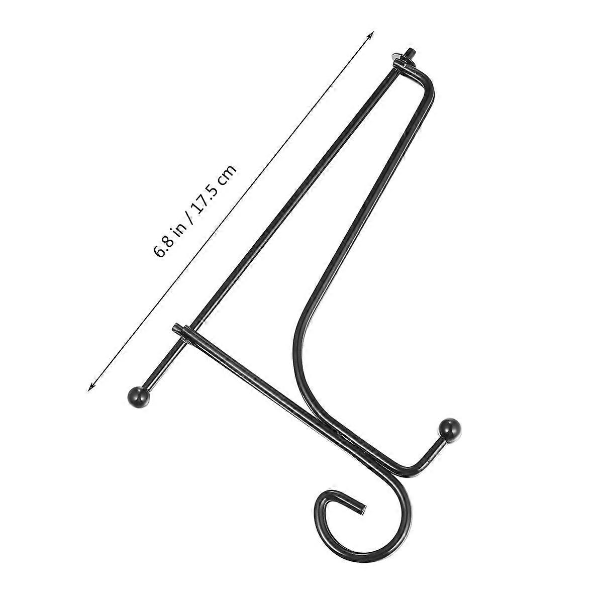 Dish Rack Iron Display Stand for 4Pcs Desktop Plate Holder Black